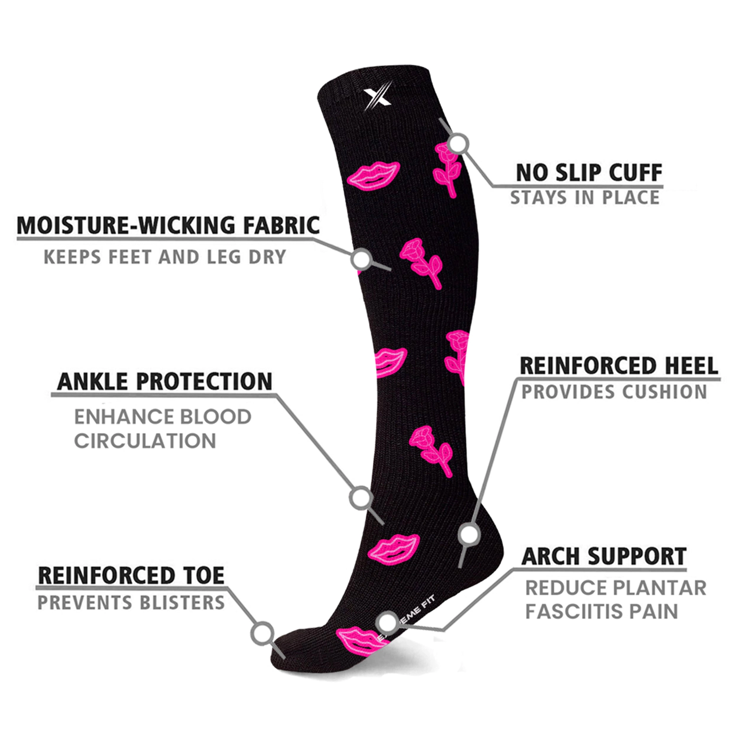 Extreme Fit Neon Everyday Wear Knee High Compression Socks - 3 Pair