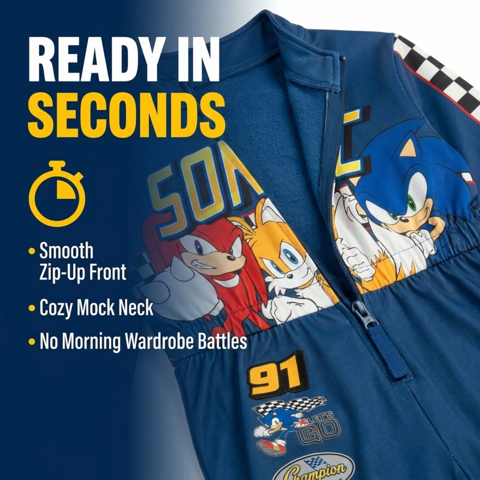 SEGA Sonic the Hedgehog Boys' Racing One Piece Coverall
