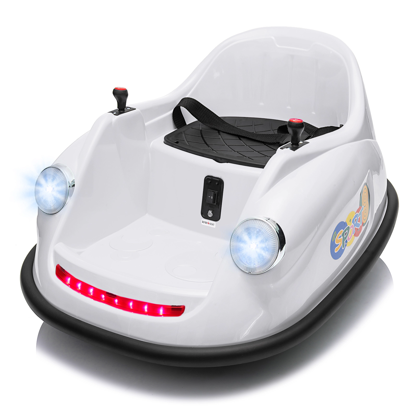 12V Kids Bumper Car w/Remote, 2-Speed Electric Ride On Toy, 360° Spin, Music, LED Lights, Safety Belt