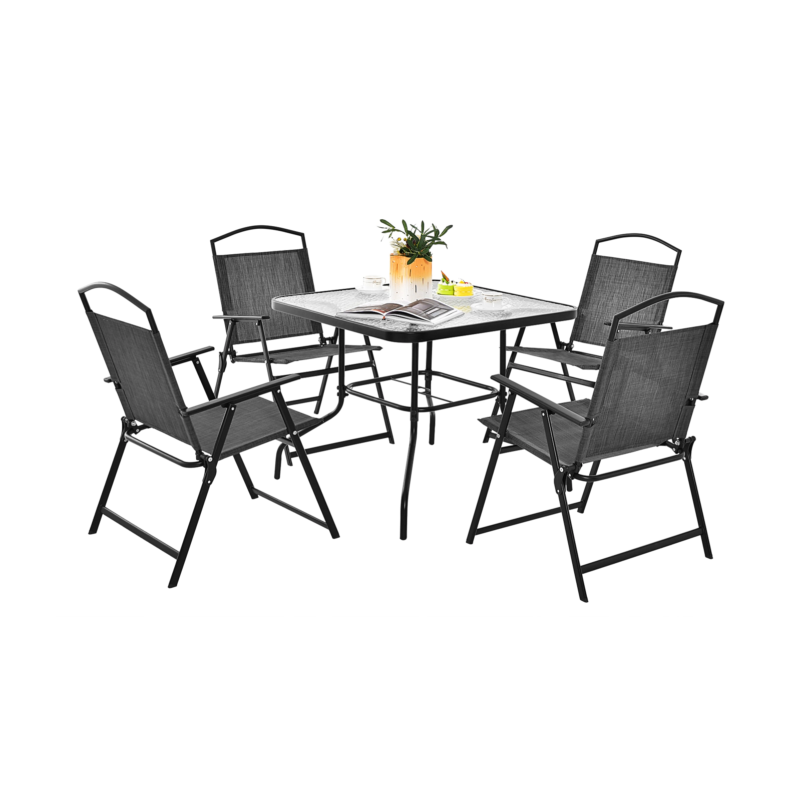 LJG Patio Dining Set for 4 with Umbrella Hole