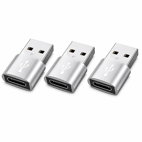 Qixxronics 3Pack USB to USB C Adapter, Type-C to USB Adaptor, USB-C Female to USB-A Male Charger Cable Converter