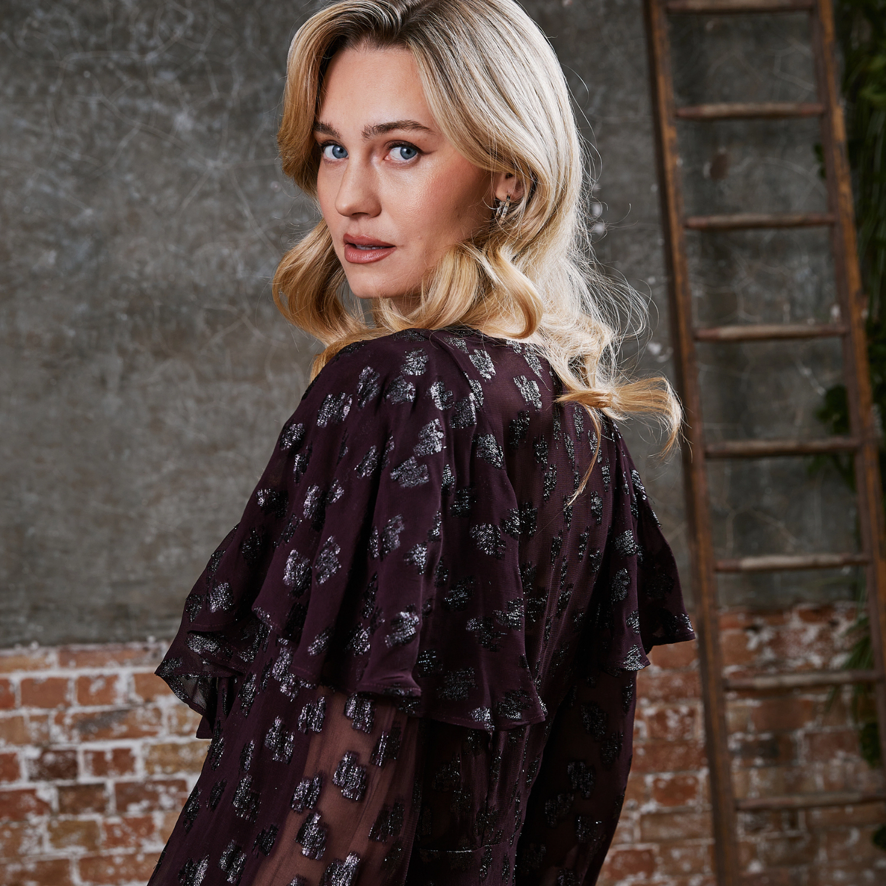 Rose & Nancy Women's Willow Burgundy Frill Blouse