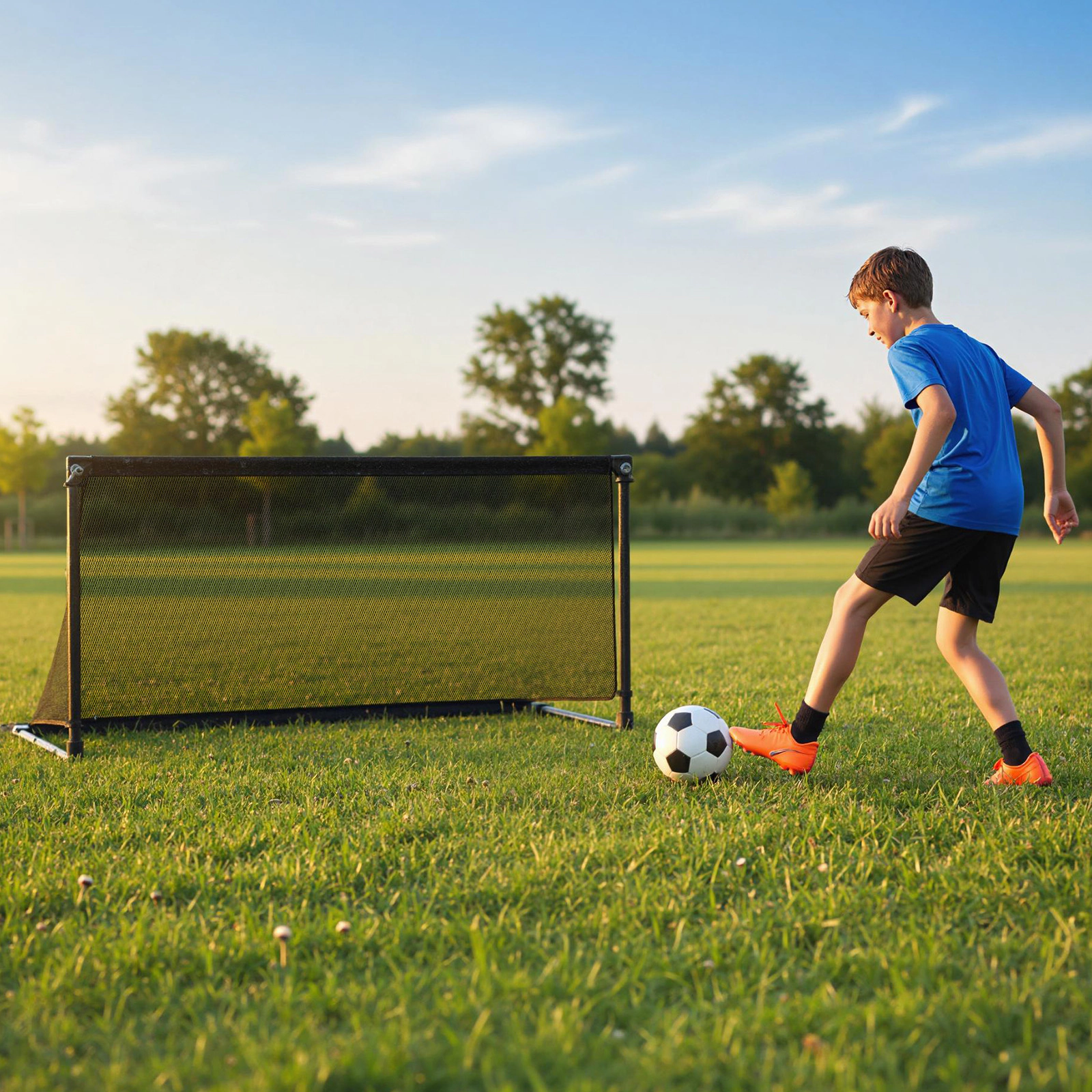 SUGIFT Toddler Black Large Pop Up Soccer Goal with Metal Frame and Ground Stakes 59-in W 28-in D 30-in H