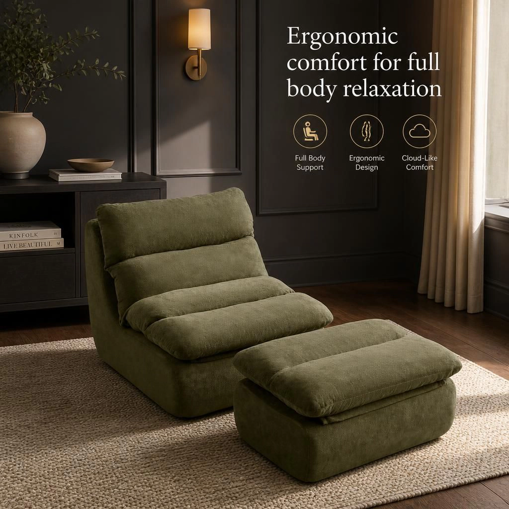 GOODSILO Soft Cotton Fabric Lazy Lounge Bean Bag Chair