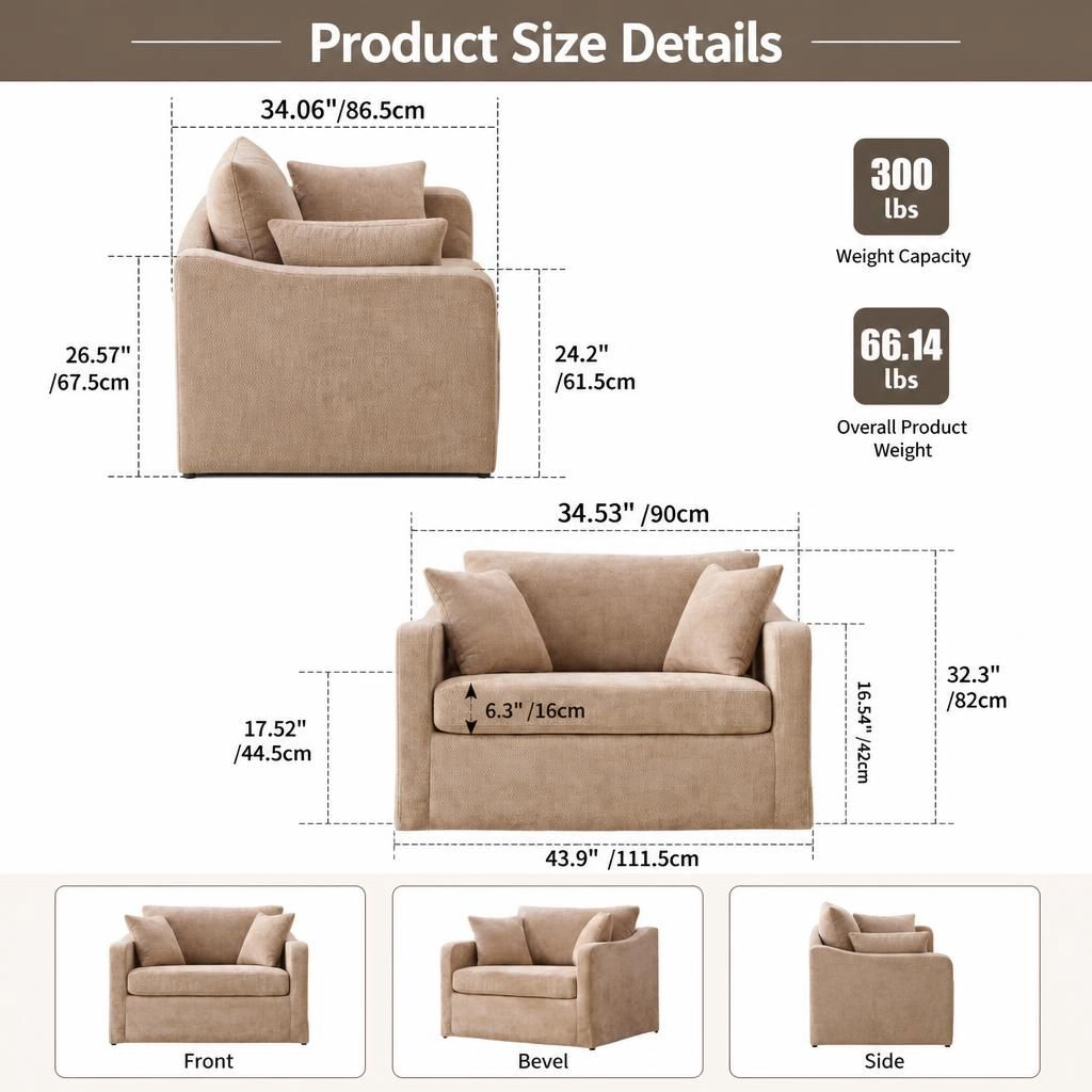 GOODSILO Comfortable Upholstered Chenille Accent Chair