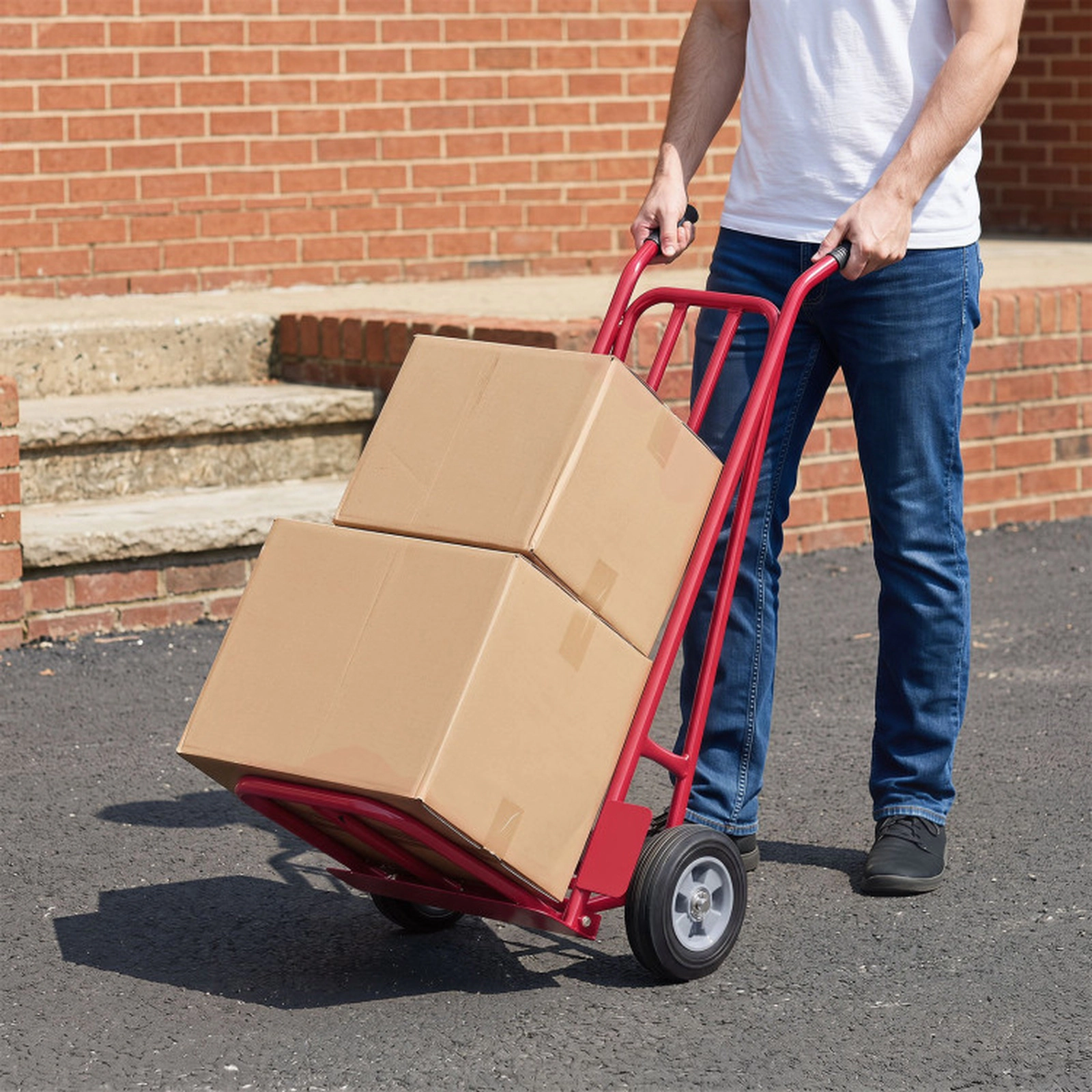 SUGIFT 660-lb Capacity Heavy Duty Convertible Folding Hand Truck Dolly Cart with Dual Nose Plates and 8-in Wheels