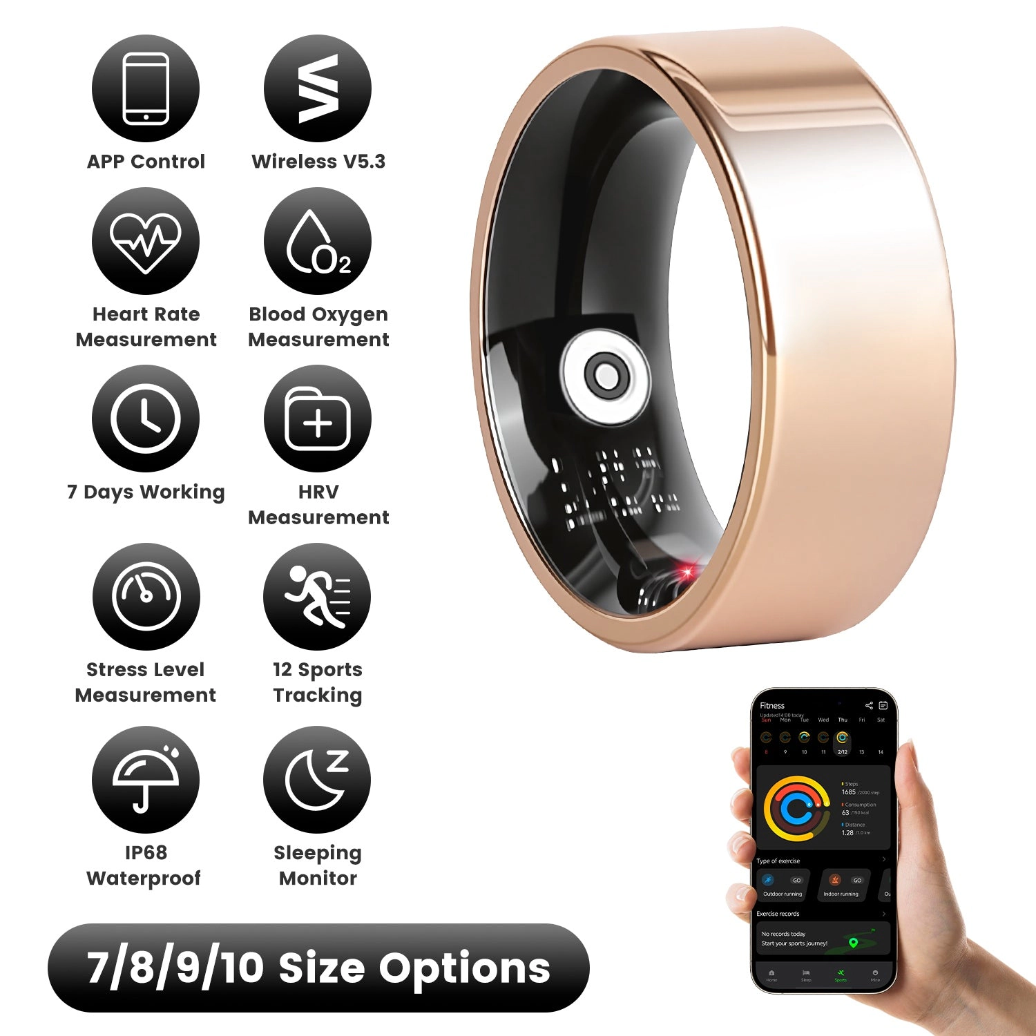 IMounTEK Unisex Titanium Steel Smart Ring Health Tracker