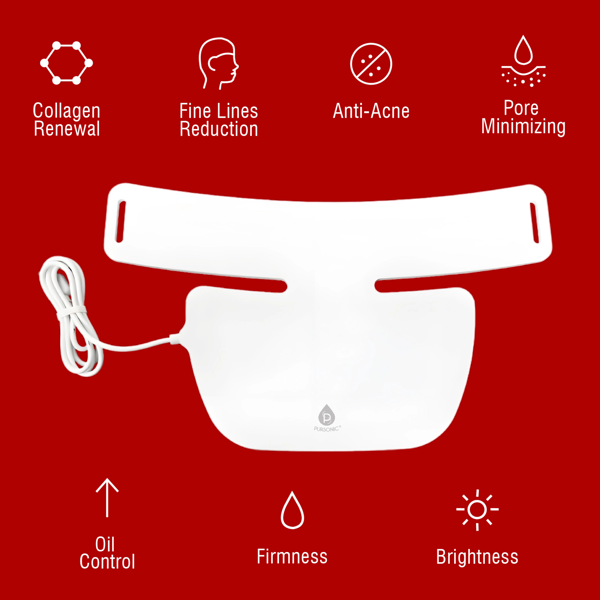 Pursonic Women's LED Light Therapy Anti-Aging Skincare System with Eye Mask, Face Device & Neck Plate