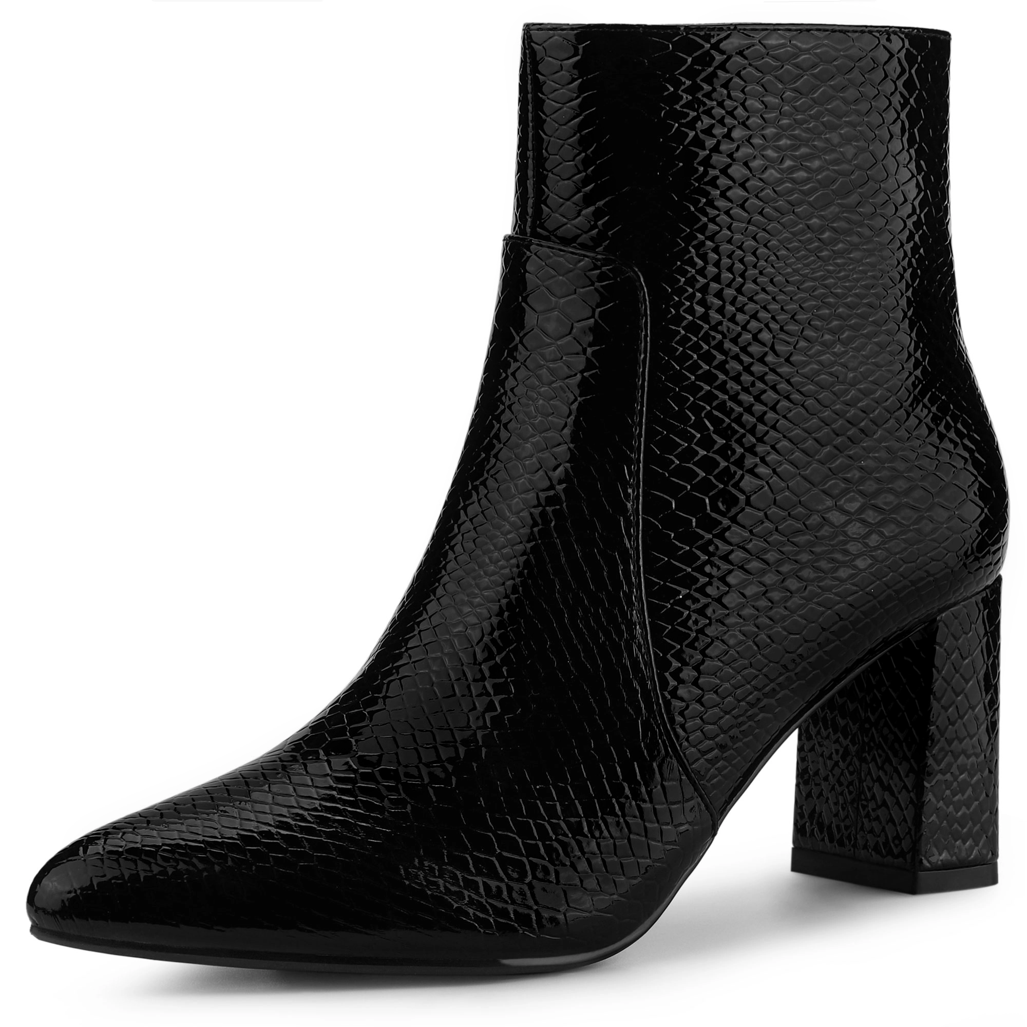 BLISSFUL STEP Women Snakeskin Print Costumes Ankle Boots