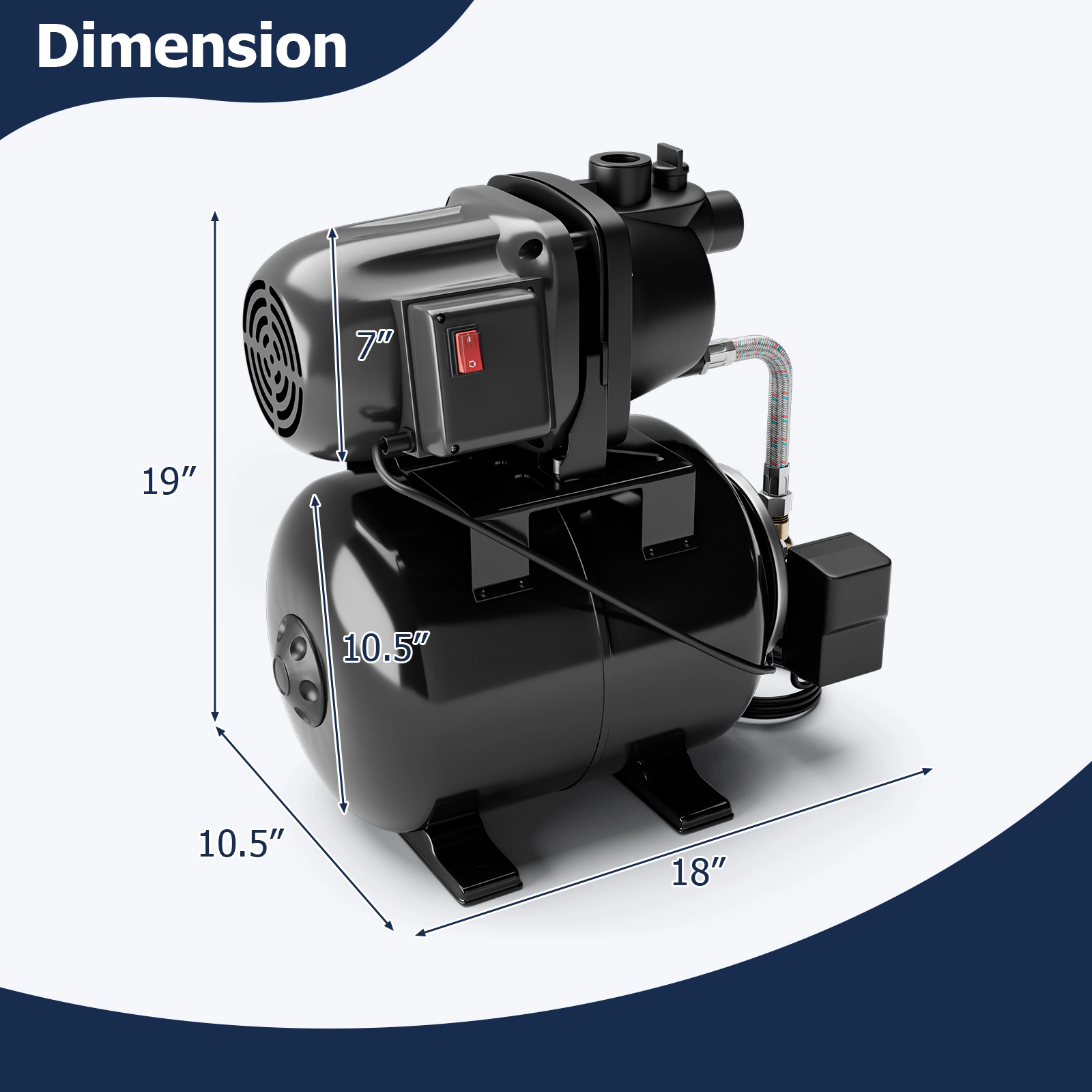SUGIFT 1200W Shallow Well Jet Pump with 5-gal Pressure Tank 1000-GPH Flow and 20 to 40 PSI Auto Control