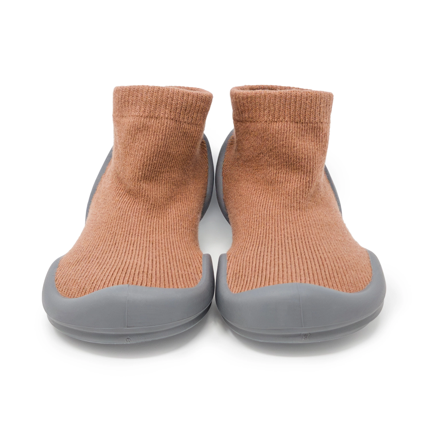 Komuello Toddler Boy First Walk Sock Shoes Lace trim - Simple Brick