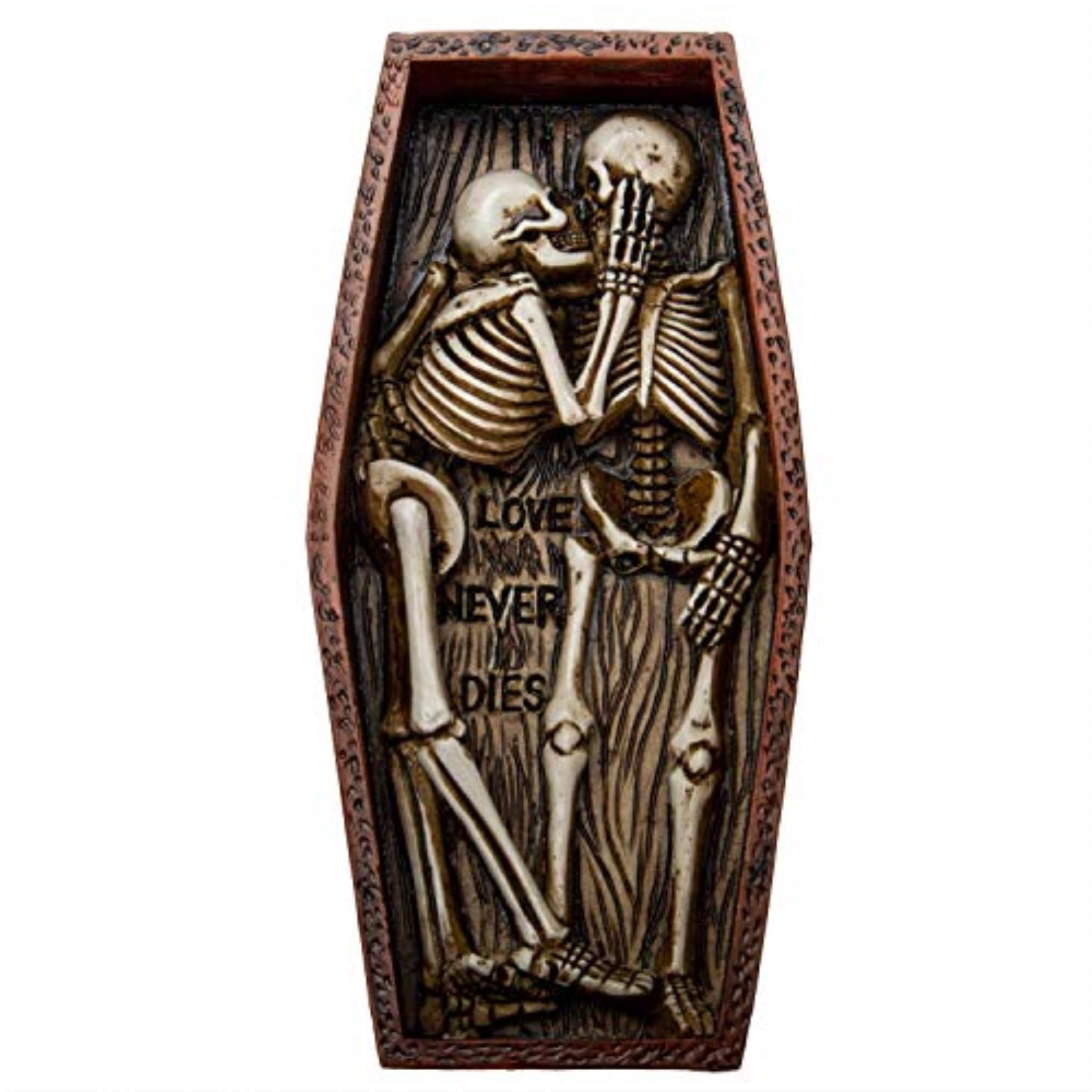 Pacific Giftware Love Never Dies Skeleton Couple Buried Together in The Coffin Resin Figurine 6.75 inch