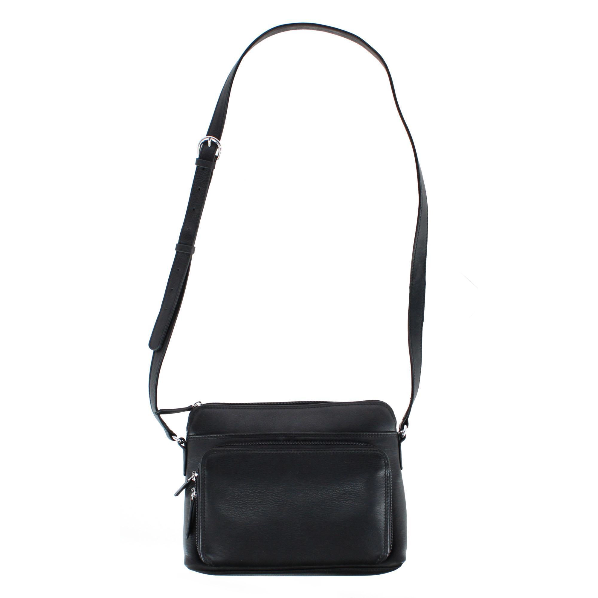 CTM® Women's Leather Shoulder Bag Purse with Side Organizer