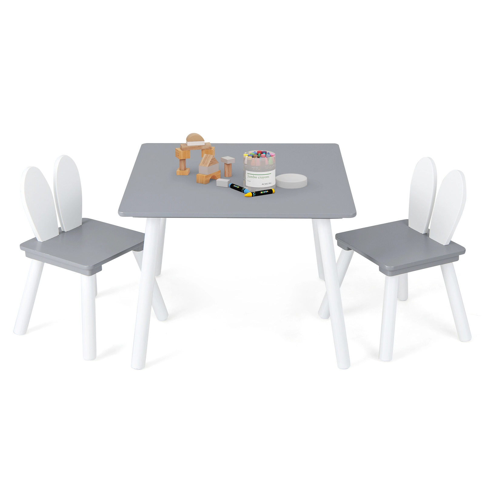 Hivvago 3 Pieces Kids Table And Chairs Set For Arts Crafts Snack Time
