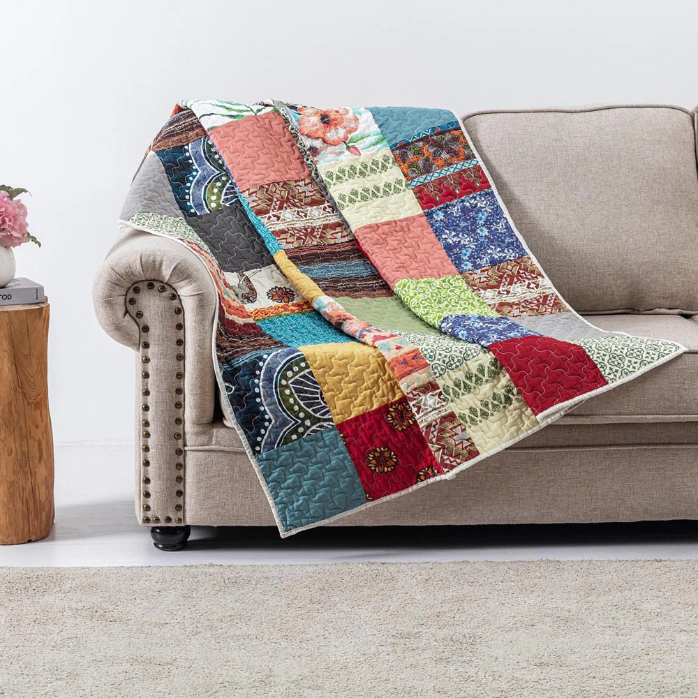 Greenland Home Fashions Renee Upcycle Luxurious Ultra Soft Cotton Throw Blanket Multicolor 50" x 60"