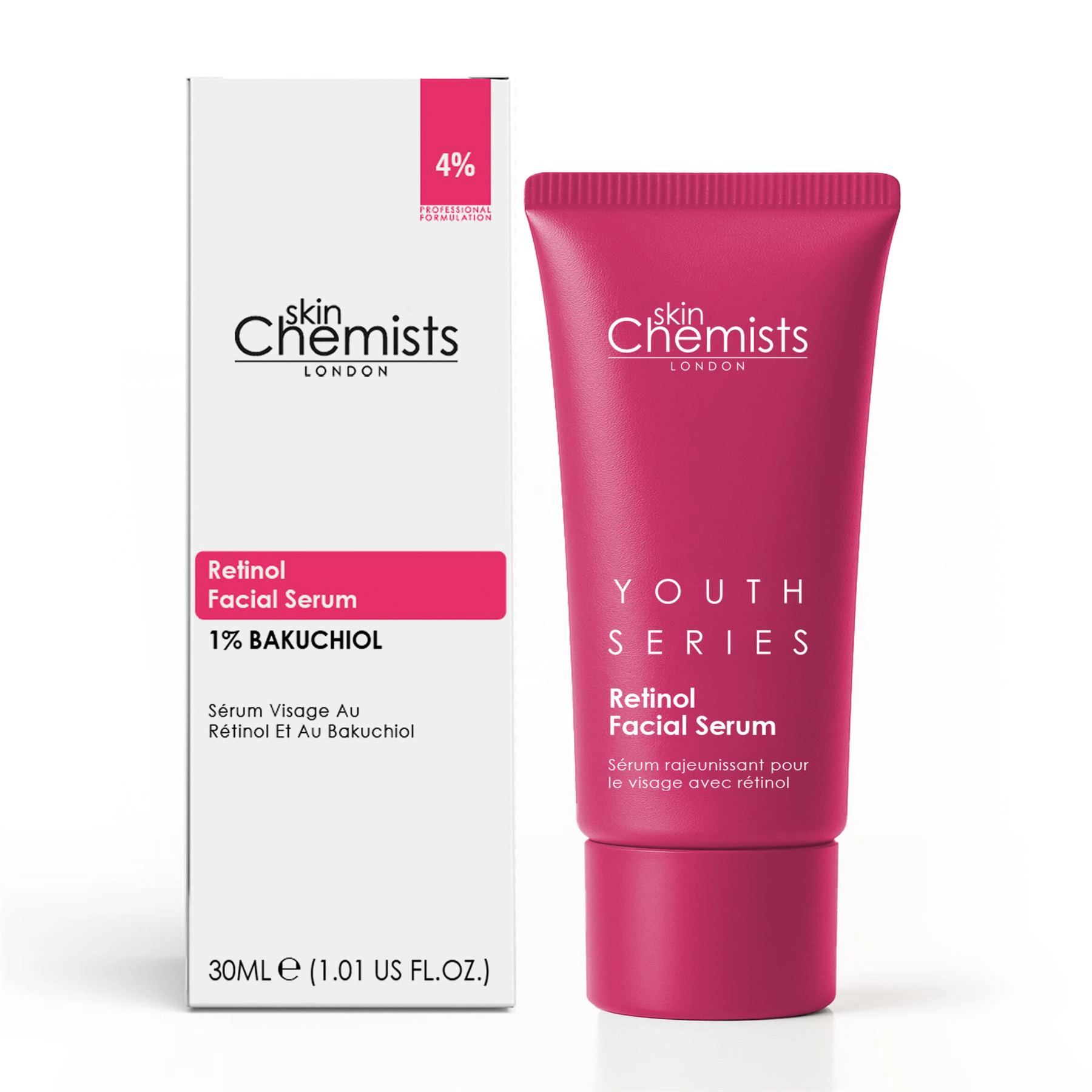 skinChemists Retinol Bakuchiol Anti-Aging Facial Serum 30ml - Targets Fine Lines, Wrinkles & Loss of Firmness