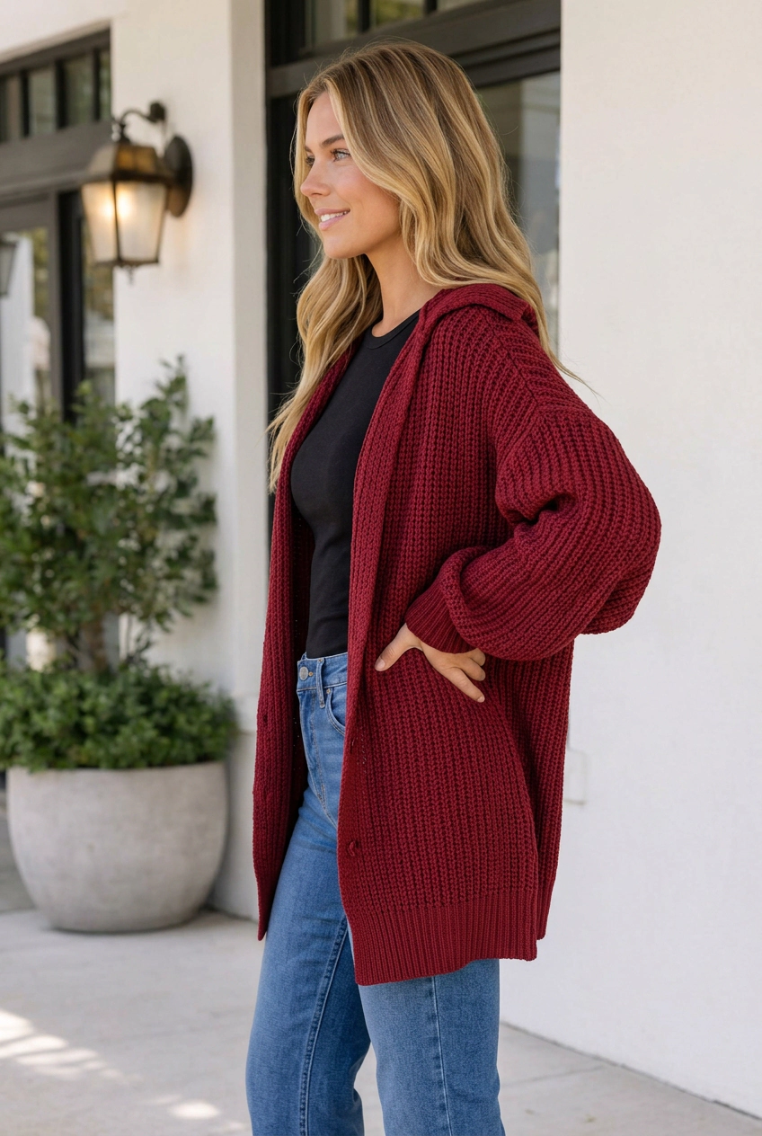 Threaded Pear Women's Haidyn Knit Oversized Front Sweater
