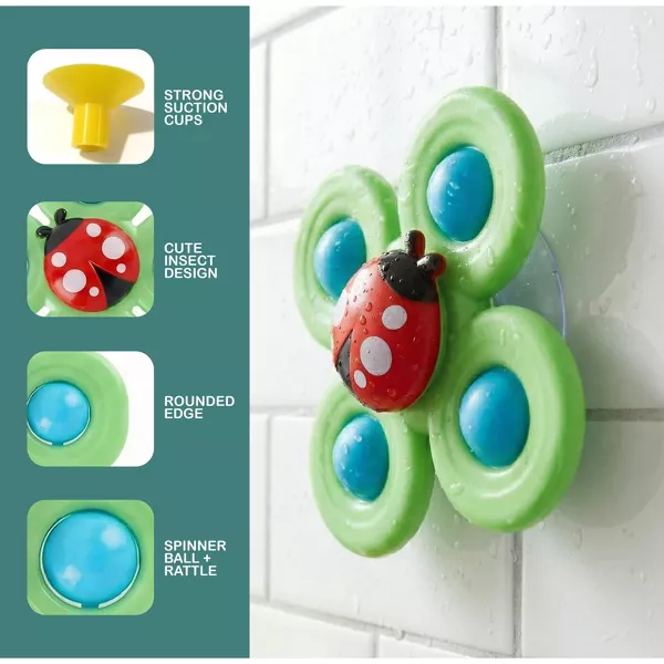 Sperric Suction Cup Spinner Toys - Suction Cup Fidget Spinner Bath Toys, Spinning Top Baby Sensory Toys for Toddlers 1-3