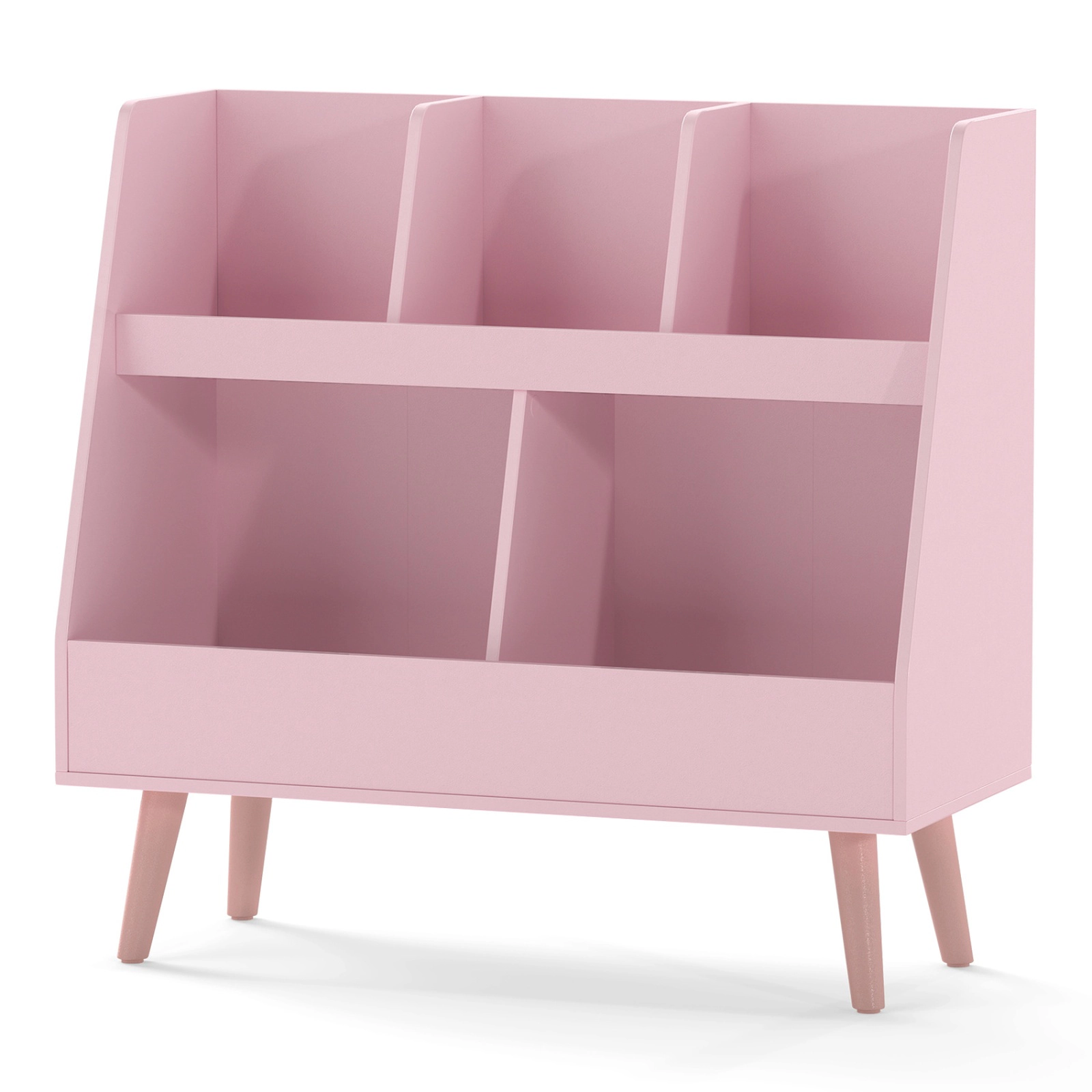 SUGIFT 5-Cube 68-lb Capacity 30-in Pink Kids Bookshelf and Toy Organizer with Anti-Tipping Kits and Wood Legs
