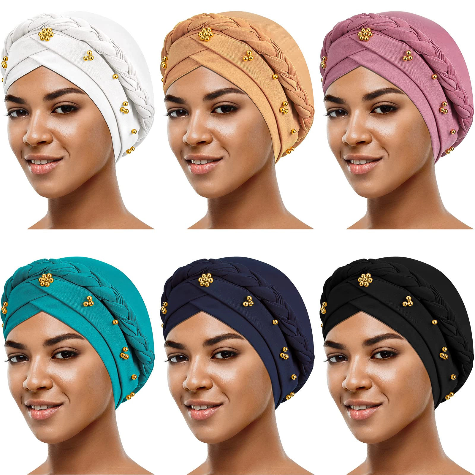 PIGFDK 6 Turbans Head Wraps For Women