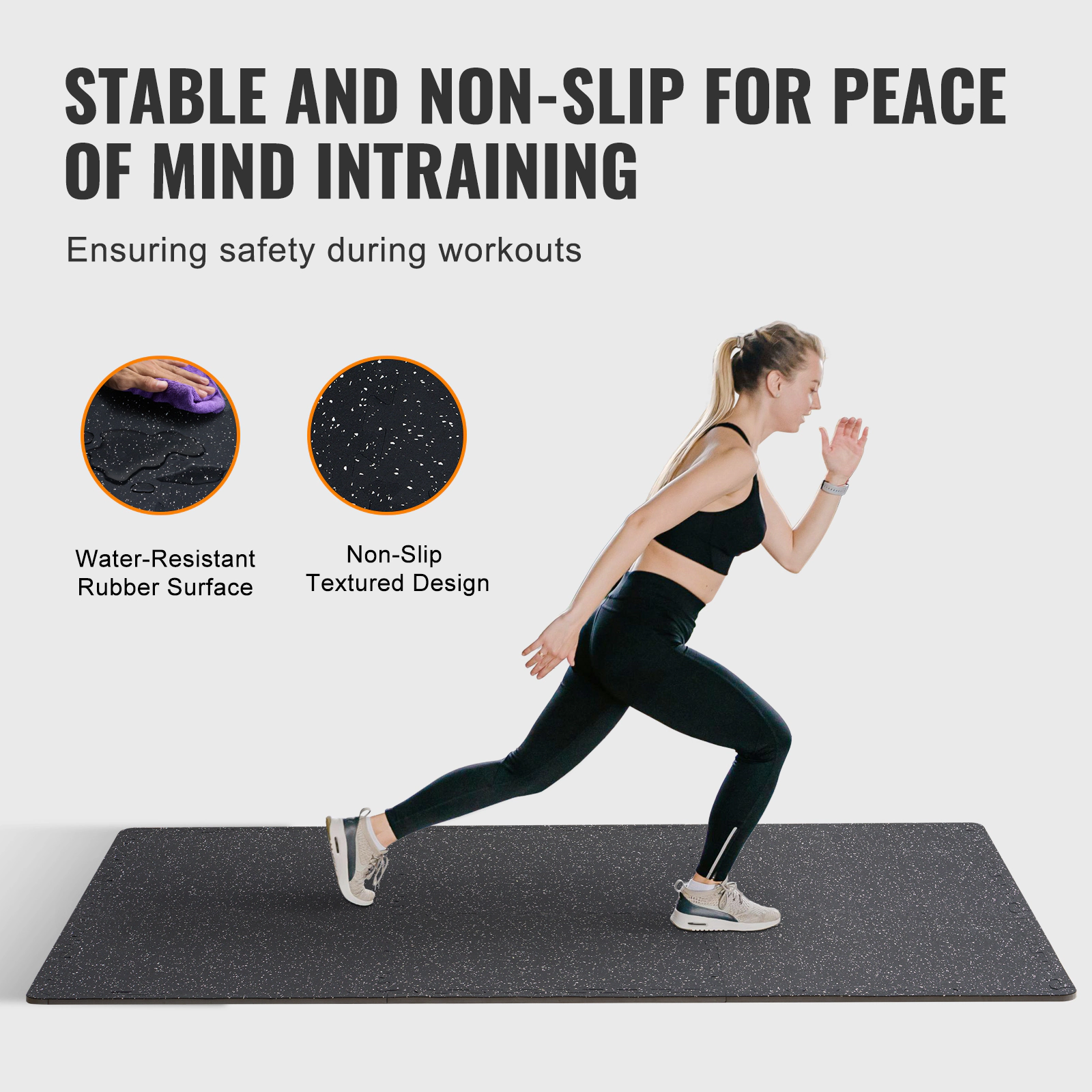 HONGGE 0.56 Inch Thick Rubber Top Gym Floor Mats with EVA Foam