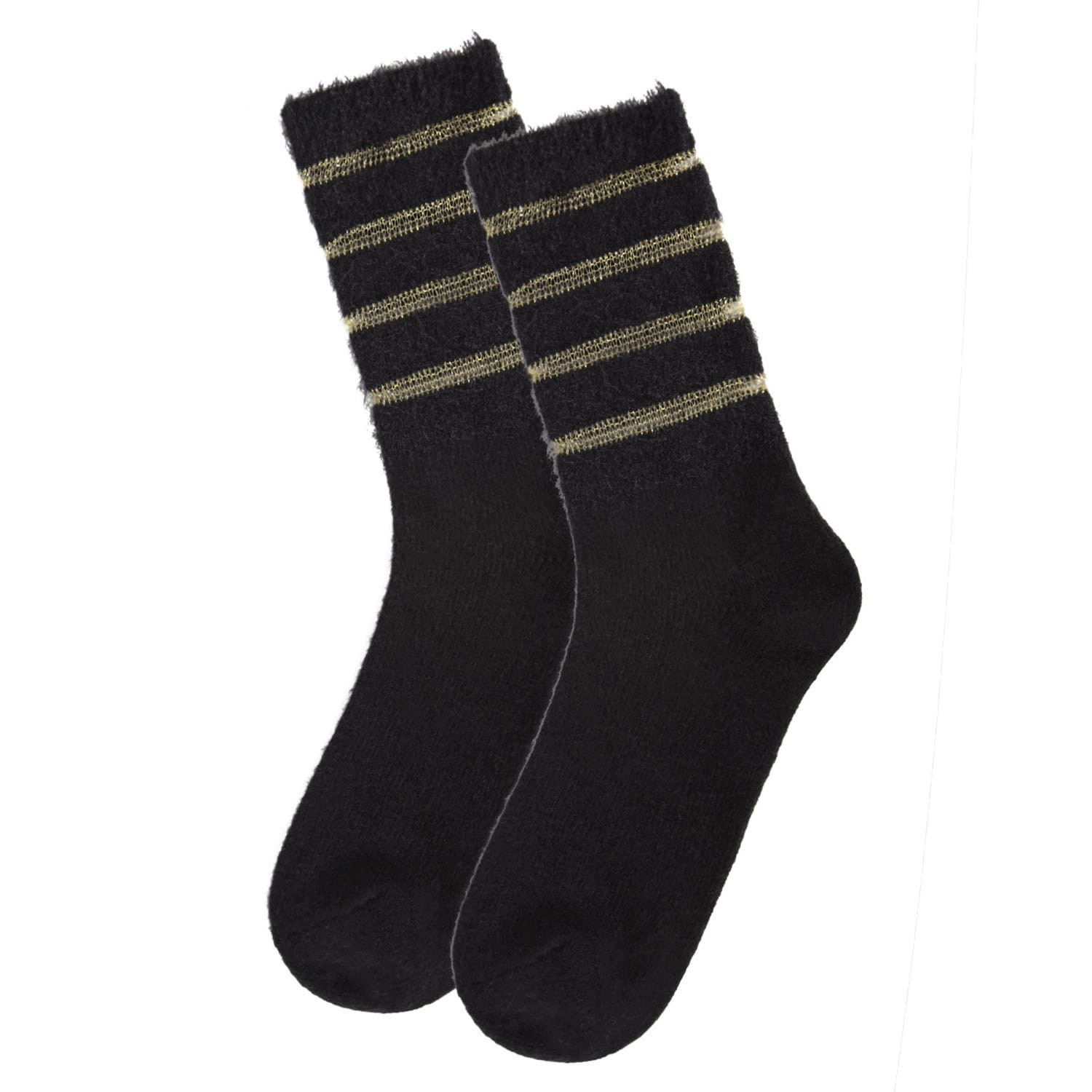 MeMoi Women's Luxe Shimmer Sheer Stripe Plush Fuzzy Crew Socks