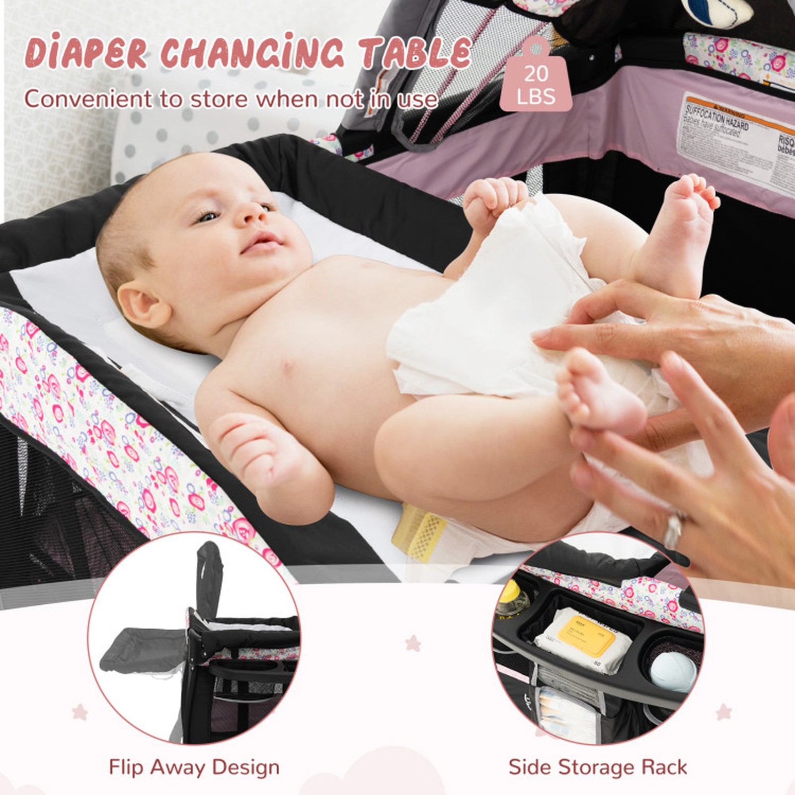 SUGIFT 4 1 Portable Pack and Play Baby Nursery Center with Bassinet