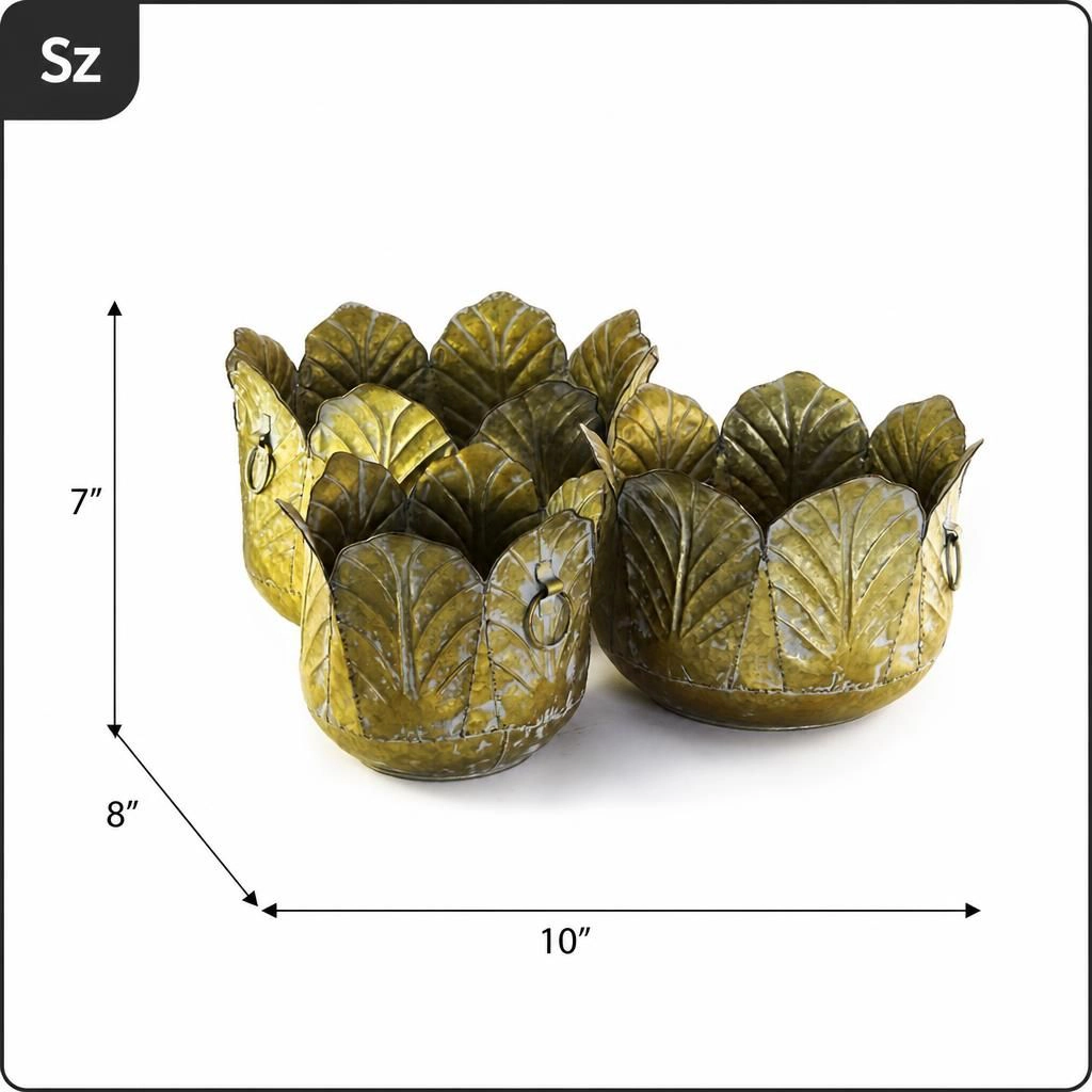 WOW PIONEER Round Durable Zinc Garden Planter for Flowers Herbs Vegetables Patio Backyard Balcony