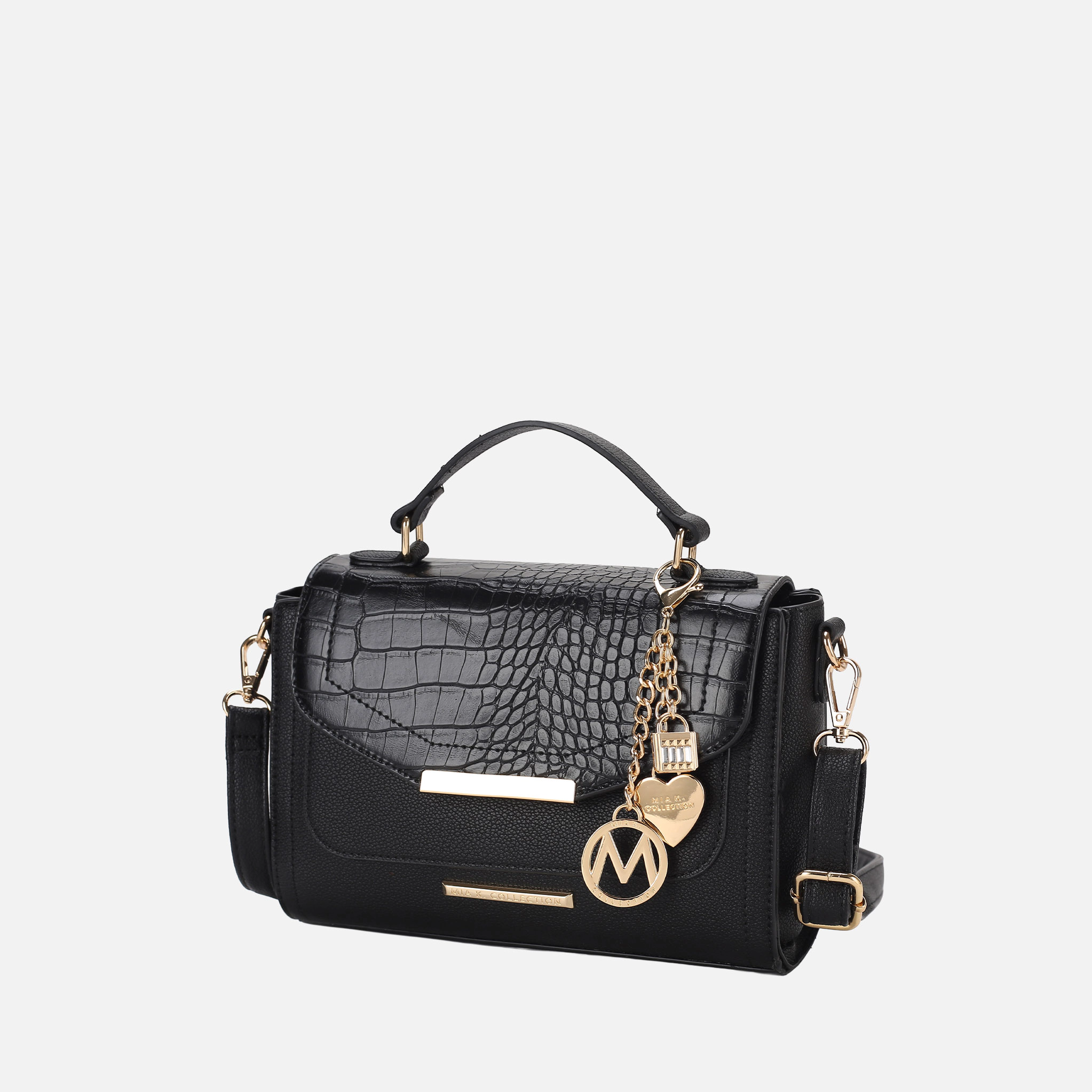 MKF Collection by Mia K Sylvie Crocodile-Embossed Vegan Leather Shoulder Bag