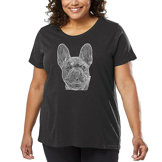 LA Pop Art Women's Plus Size Word Art T-Shirt - French Bulldog