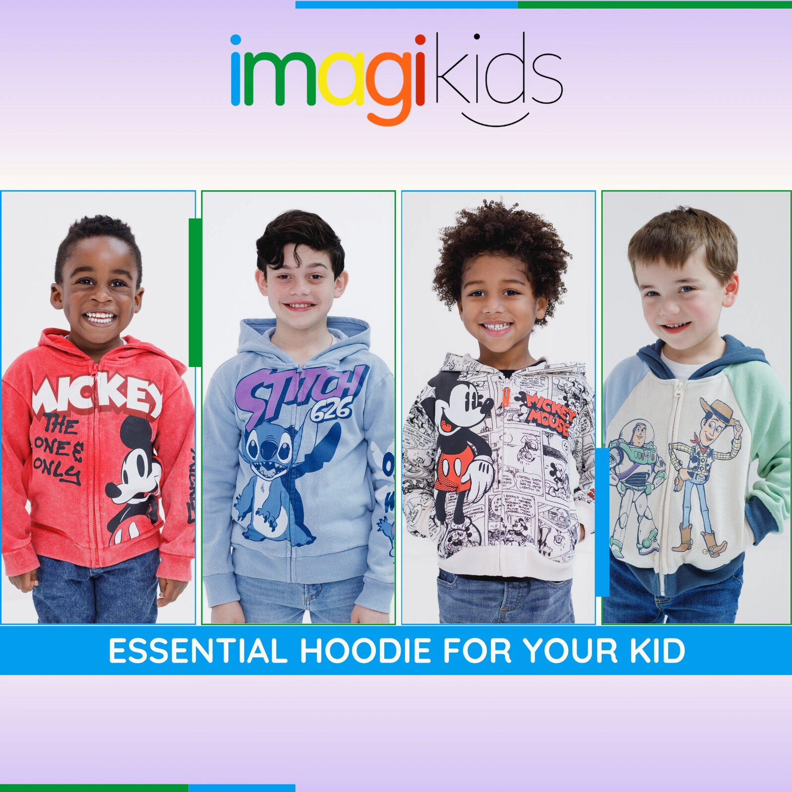 Disney Boys' Fleece Zip-Up Hoodie