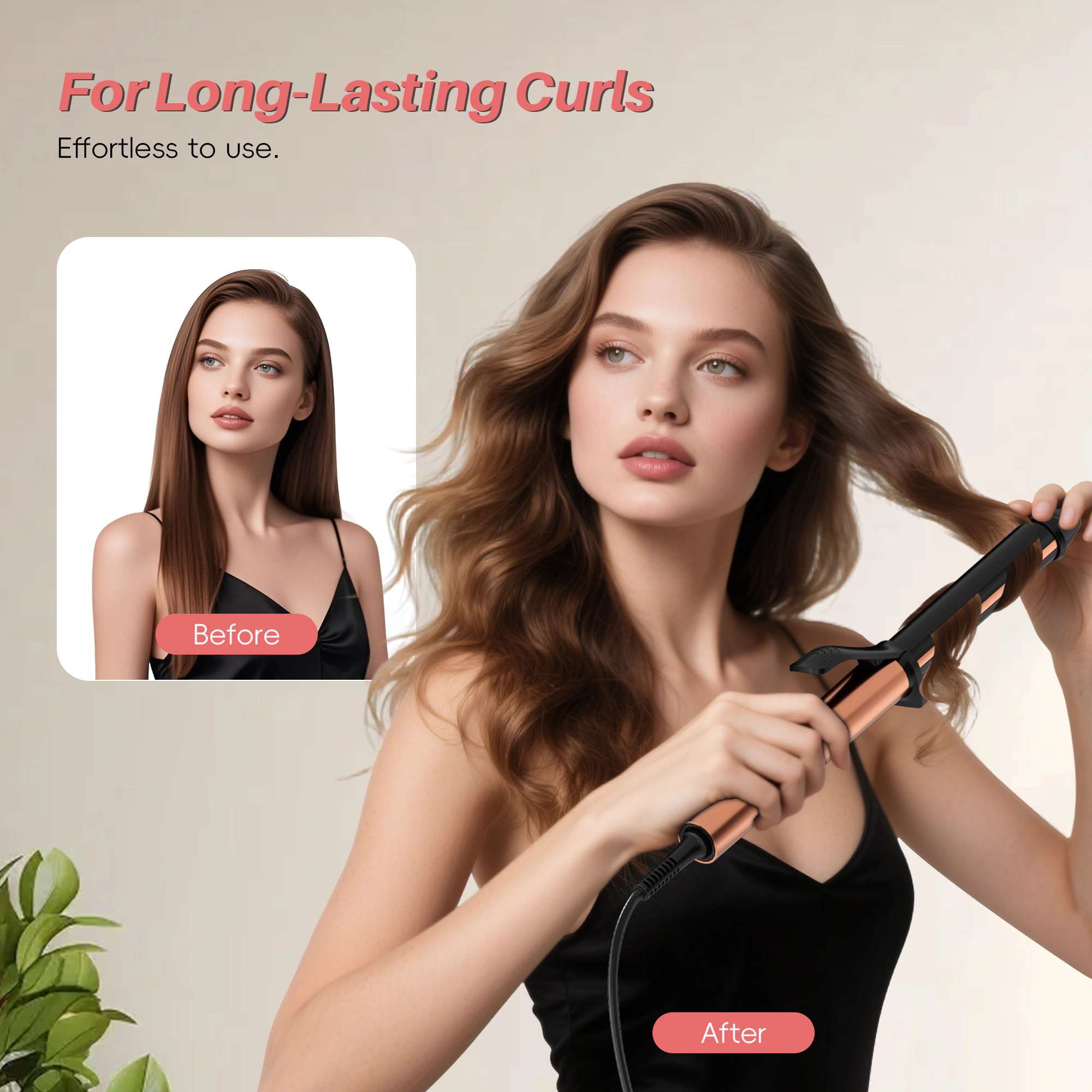 NICEBAY Curling Iron, 1 Inch Ceramic Coating Curling Wand, Professional Hair Curler with Long-Lasting Shiny Curls