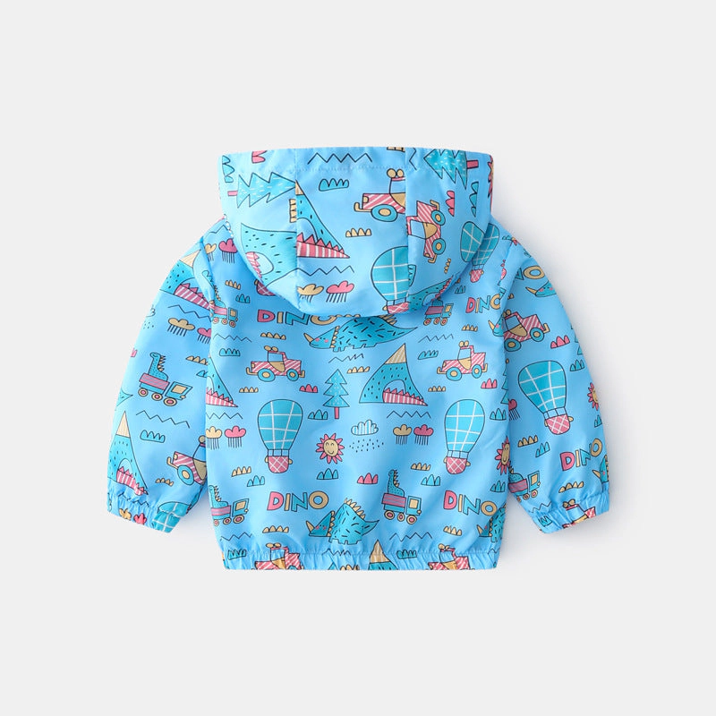 MyKids-USA Baby Boy Cartoon Pattern Zipper Front Design Mesh Cloth Jacket Coat