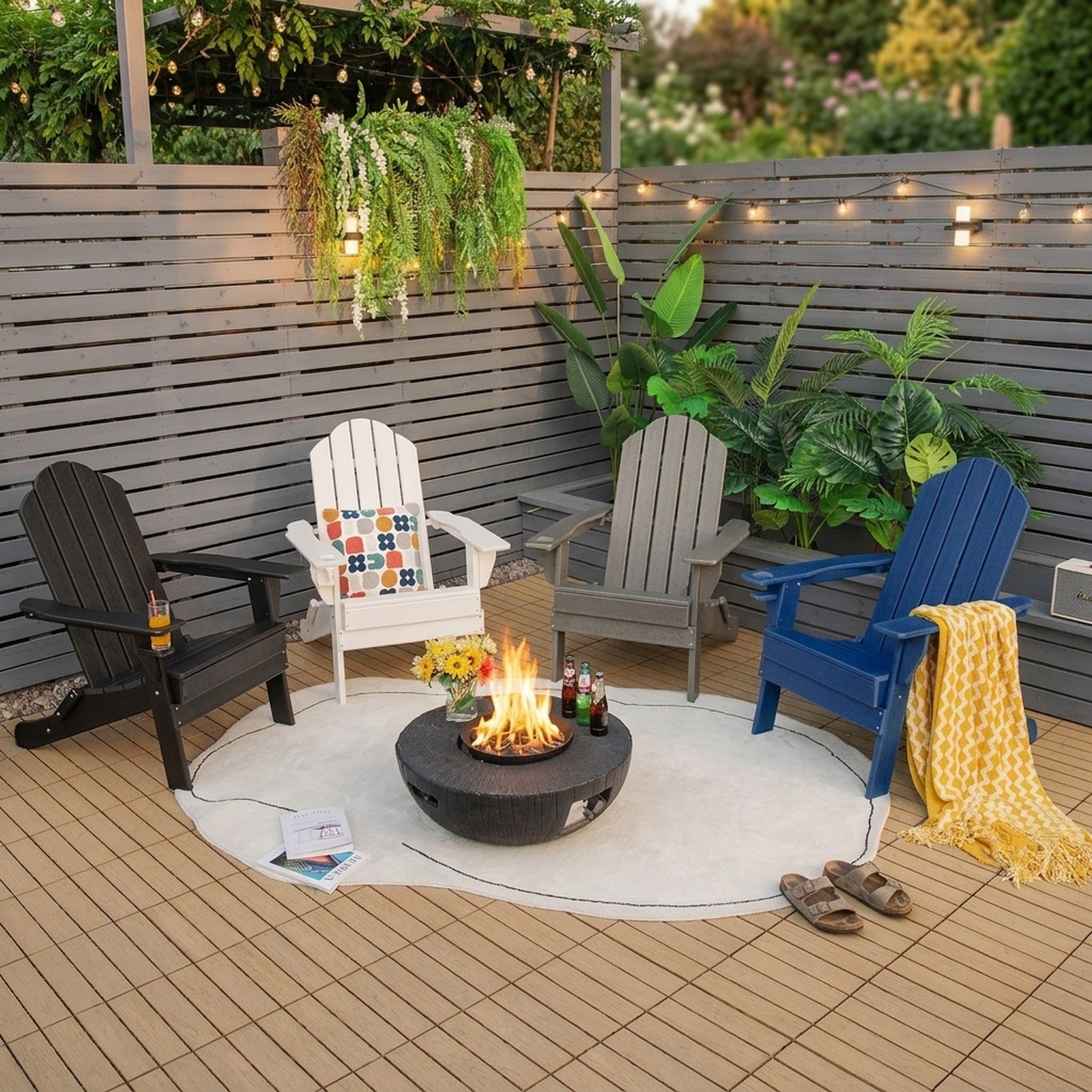 SUGIFT Foldable Patio Chair, Navy, Built-In Cup Holder, Fade-Resistant PE, 330 lb Capacity