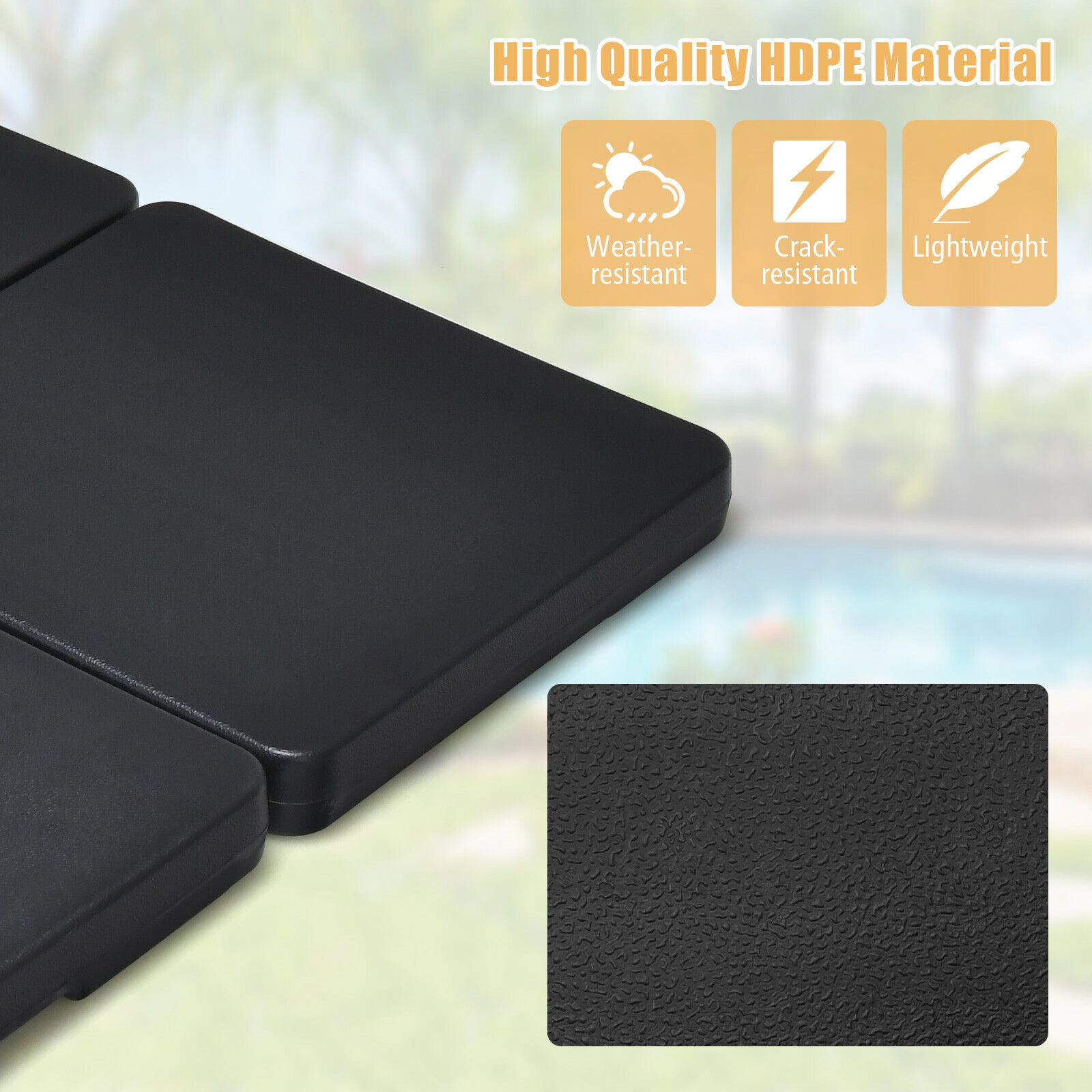 SUGIFT 4-Piece HDPE Cantilever Offset Patio Umbrella Base with Easy-Fill Spouts 40 x 40 x 2.5 in Black