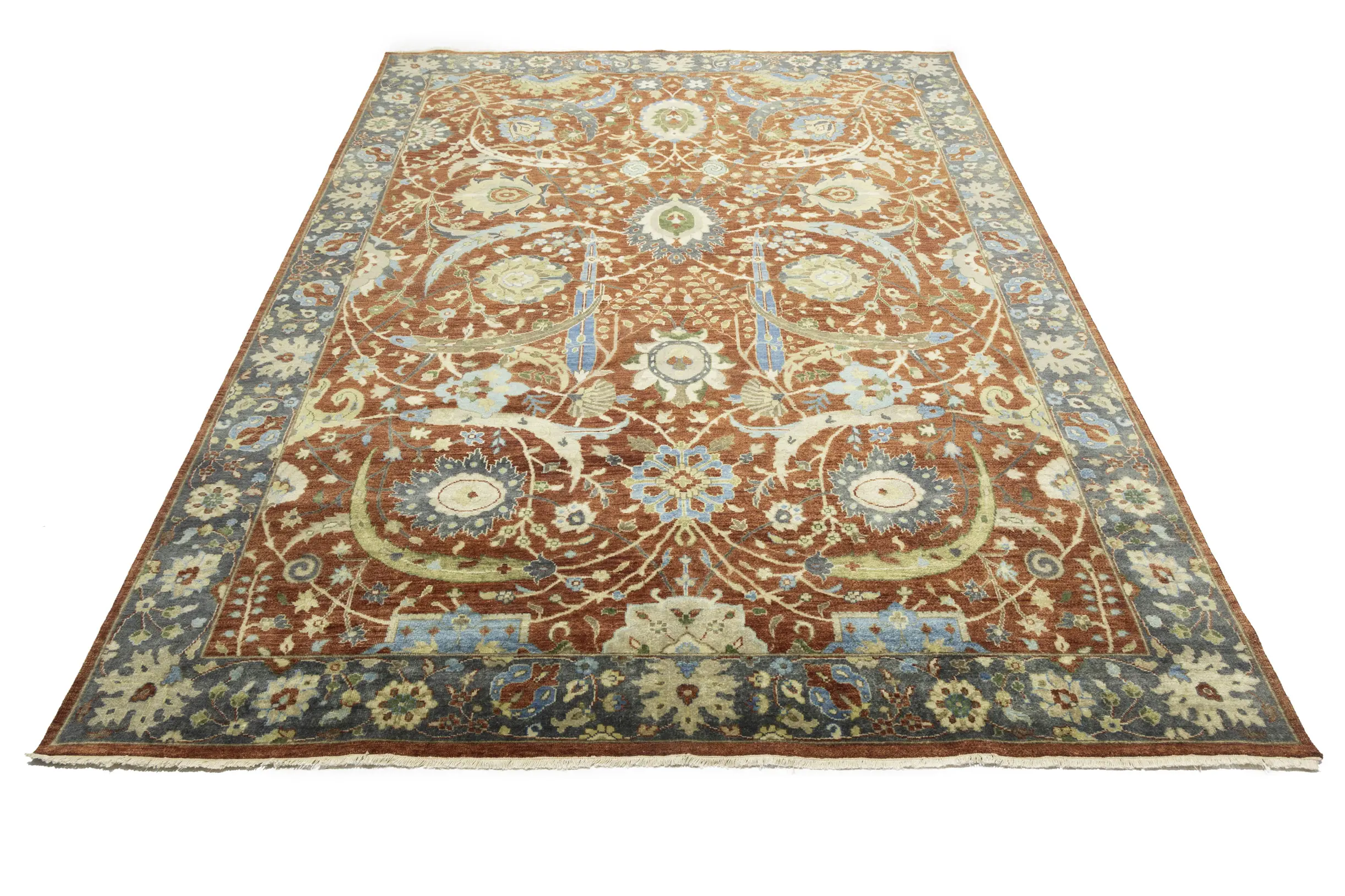 Magic Rugs Rust Orange Floral 9X12 Chobi Peshawar Oriental Rug