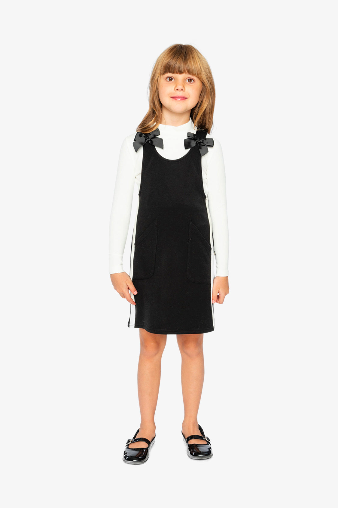 Deux par Girls Bow Strap Patch-Pocket Milano Jumper