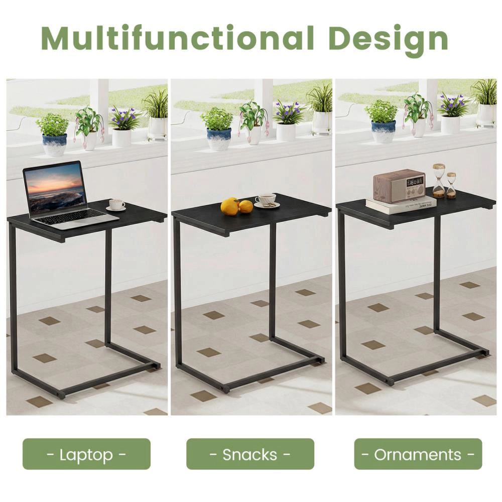 Hivvago C-Style Accent Table with Industrial Metal Construction