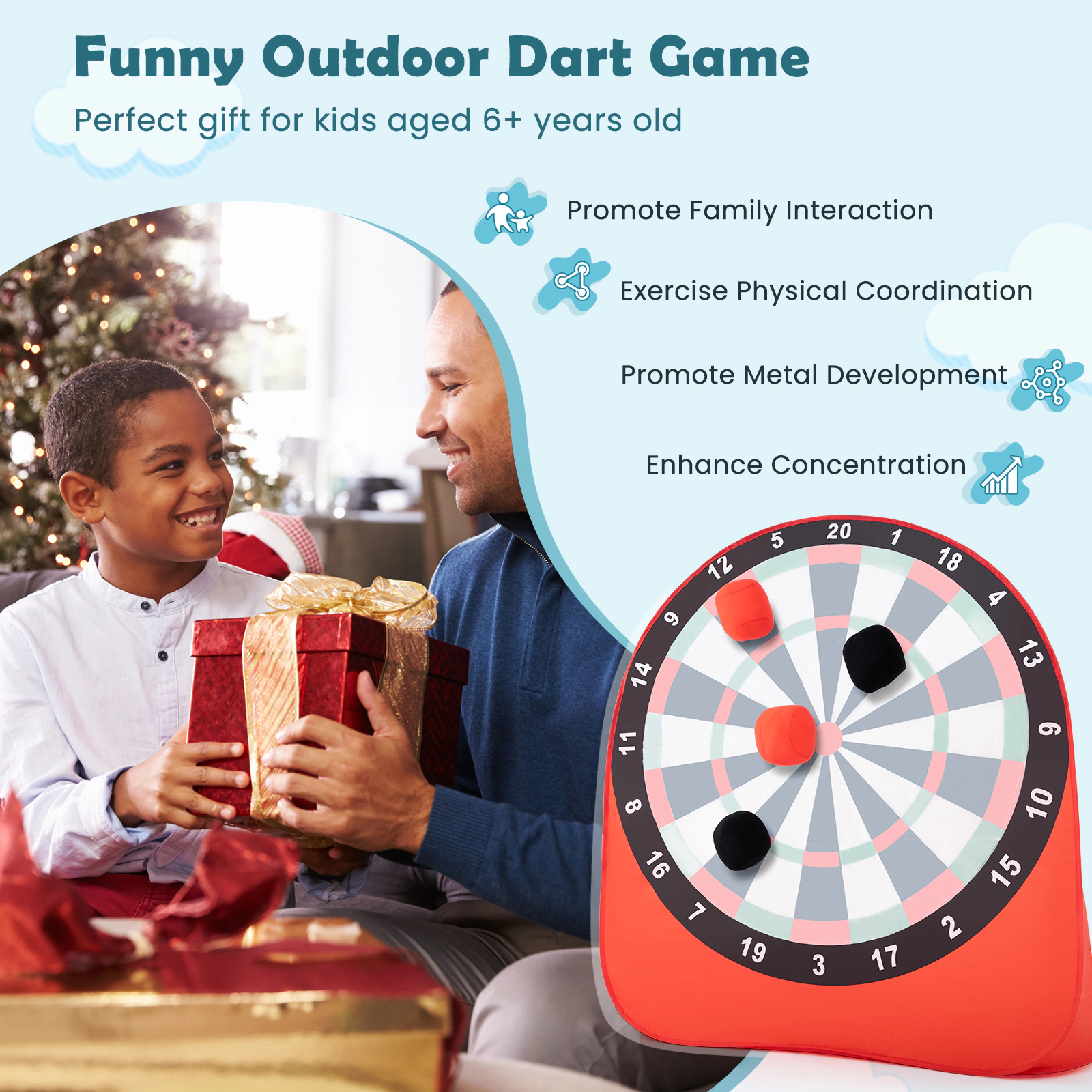 Hivvago Large Dart Board for Kids with 4 Kick Balls