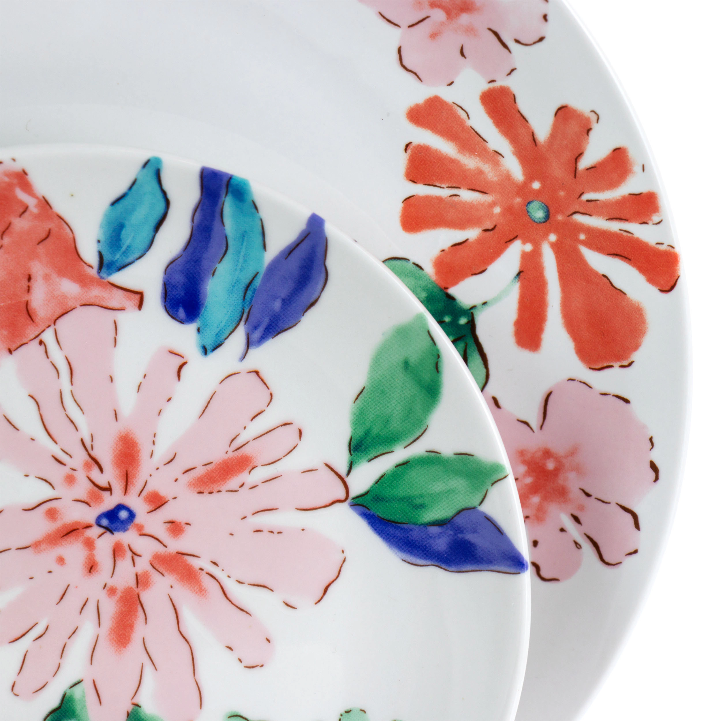 Gibson Home Dazzling Lily 12 Piece Ceramic Dinnerware Set
