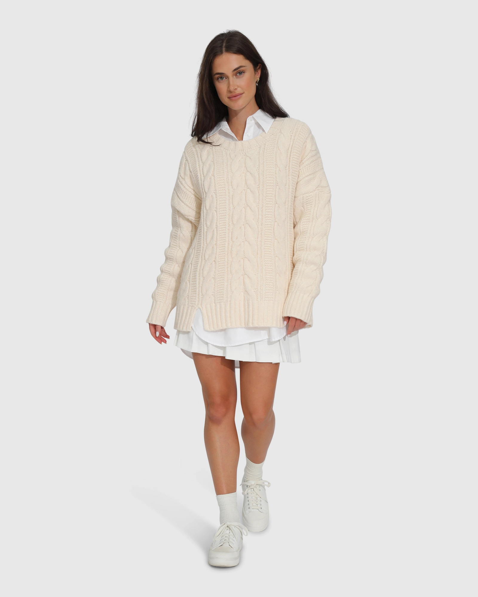 Belle & Bloom Womens Perfect Me Oversized Crew Sweater