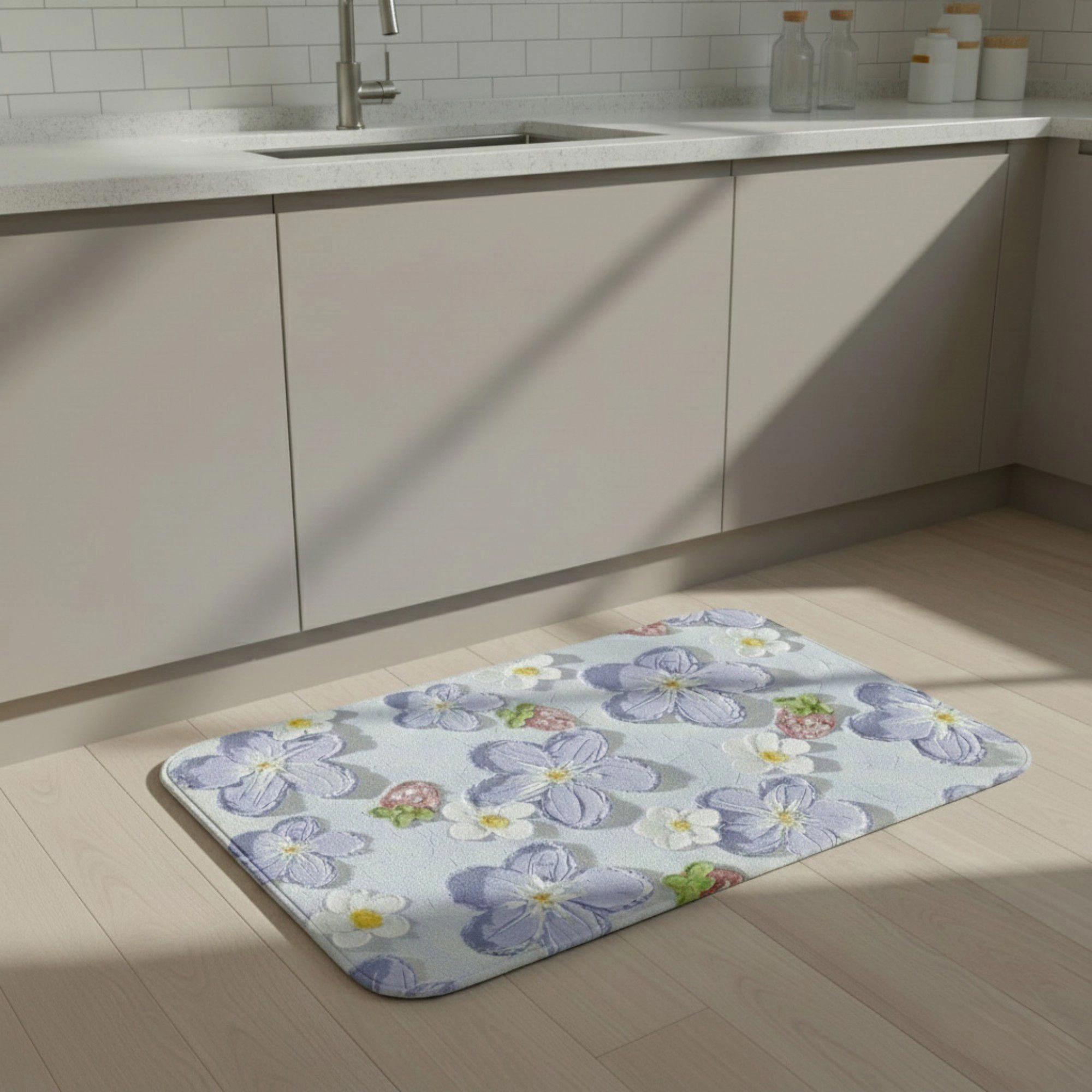Alilang Unisex Plush Absorbent Bathroom Floor Mat with Floral Pattern Soft Cushioned Bath Rug for Tub Shower and Sink Ar