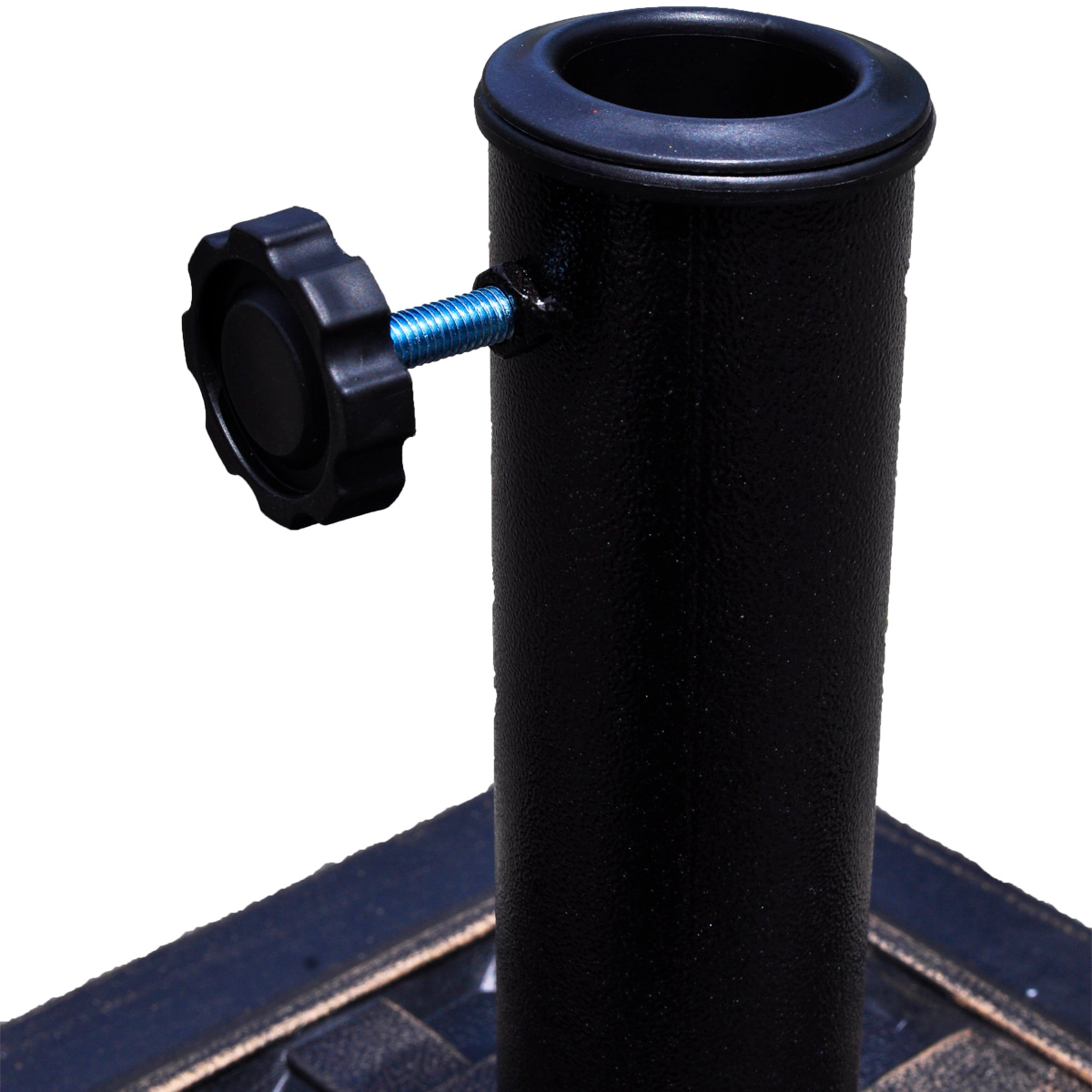 Slickblue Outdoor Market Umbrella Holder Base with Steel Upright, Bronze Square Design