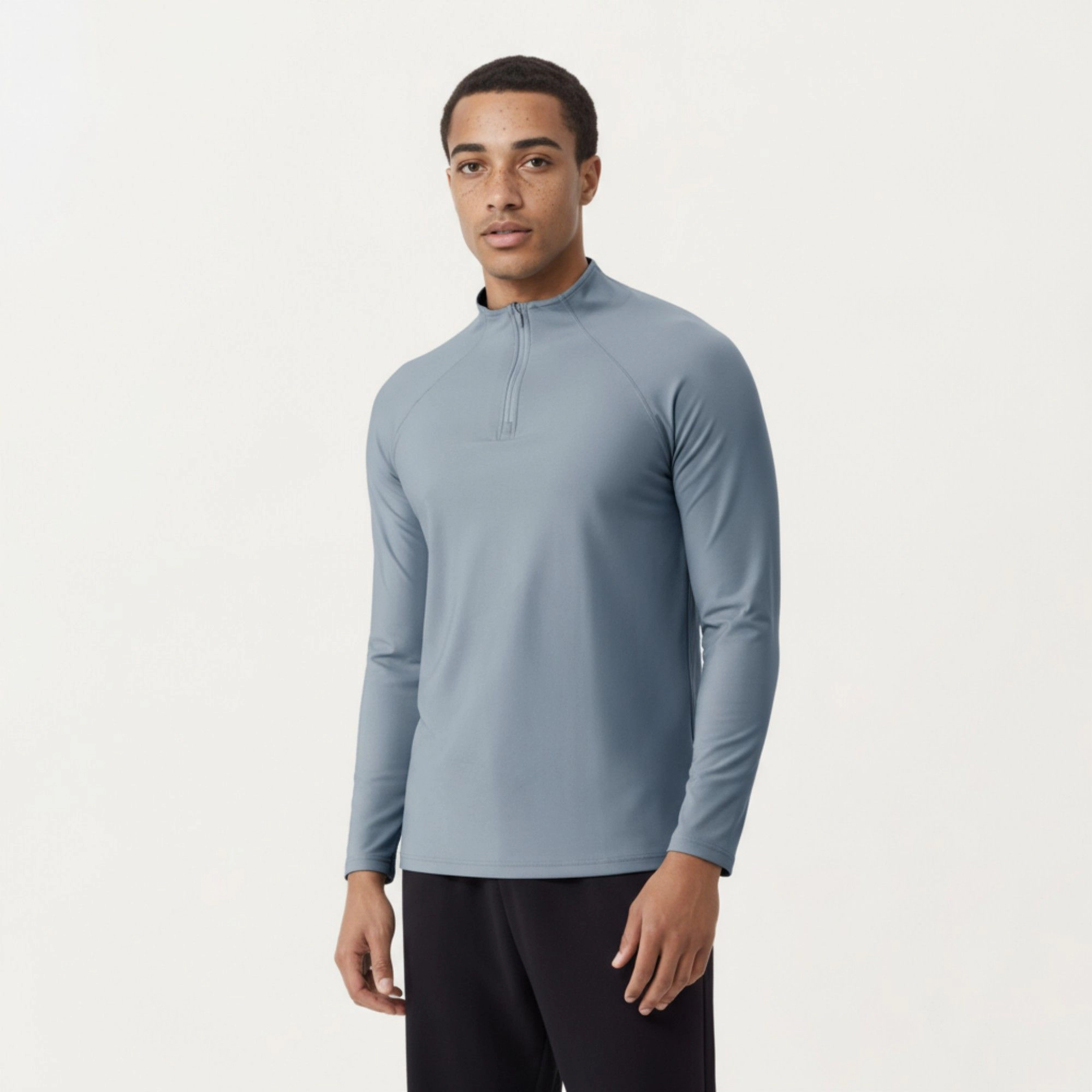 Anna-Kaci Men's Long Sleeve Quarter-Zip Athletic Top with Mock Neck and Stretch Performance Fabric