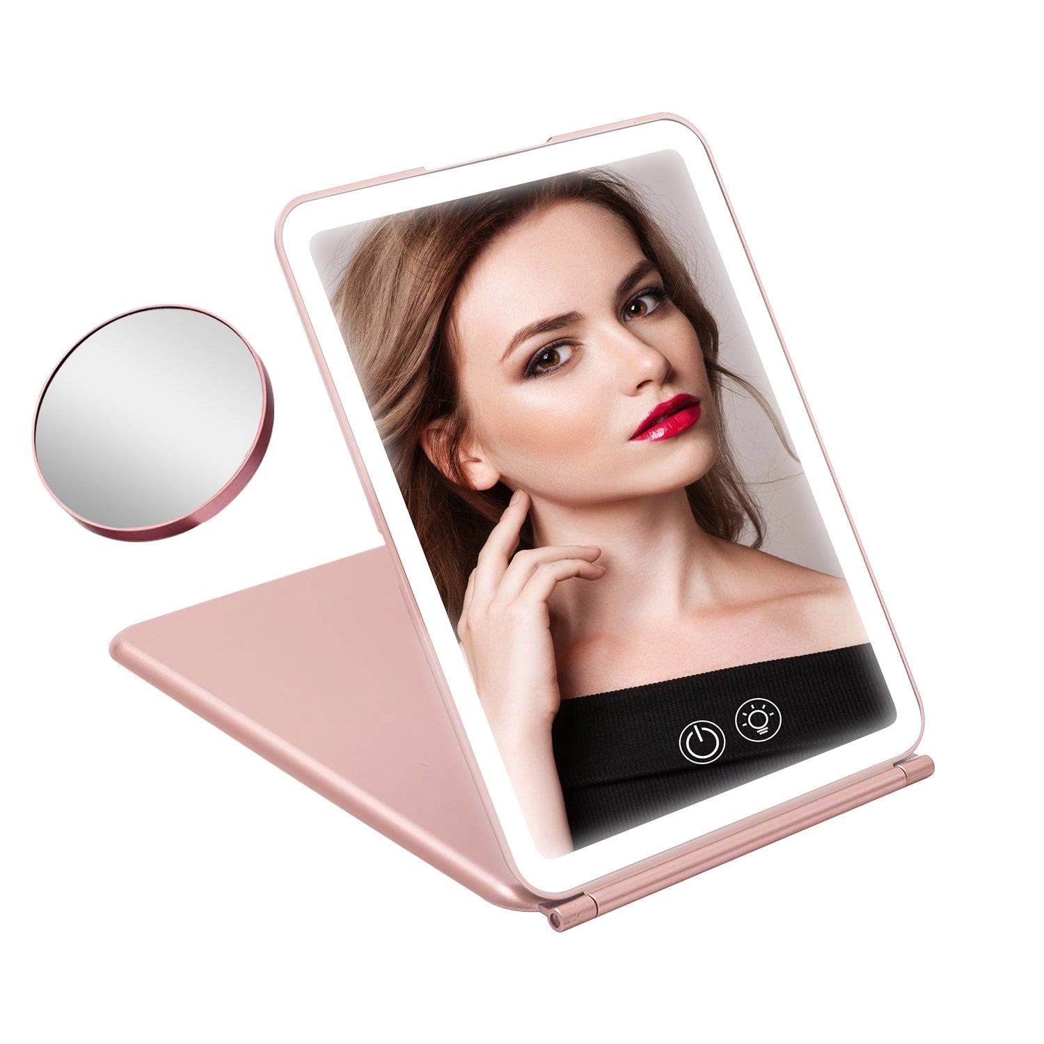 GBruno LED Folding Travel Makeup Mirror With 10X Magnifier