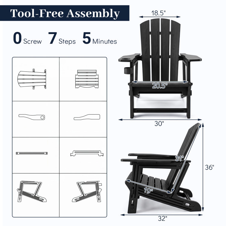 Hivvago Hdpe Adirondack Chairs With Realistic Wood Grain For Backyard Lawn