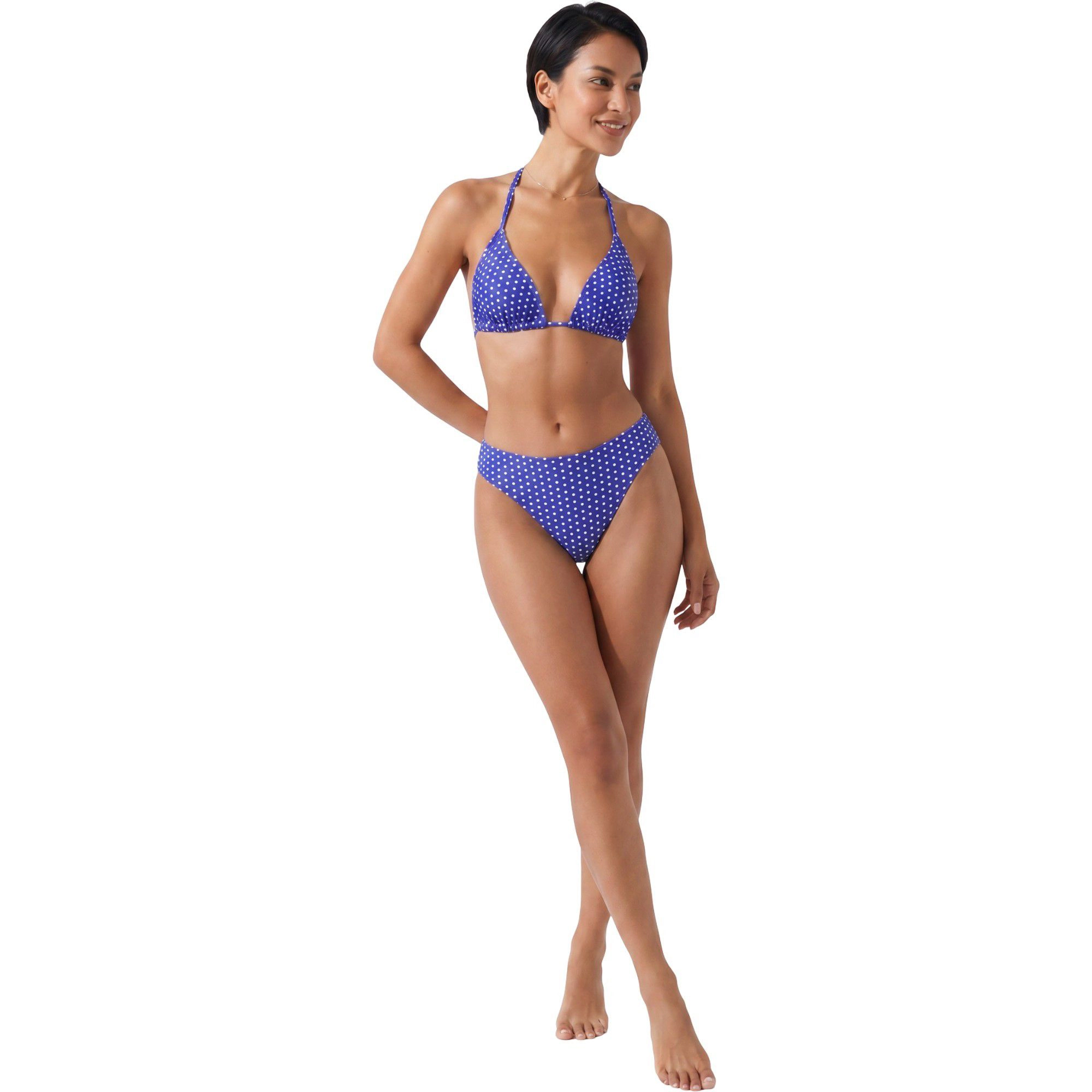 Anna-Kaci Women's Polka Dot Triangle Bikini Set with Halter Neck Design