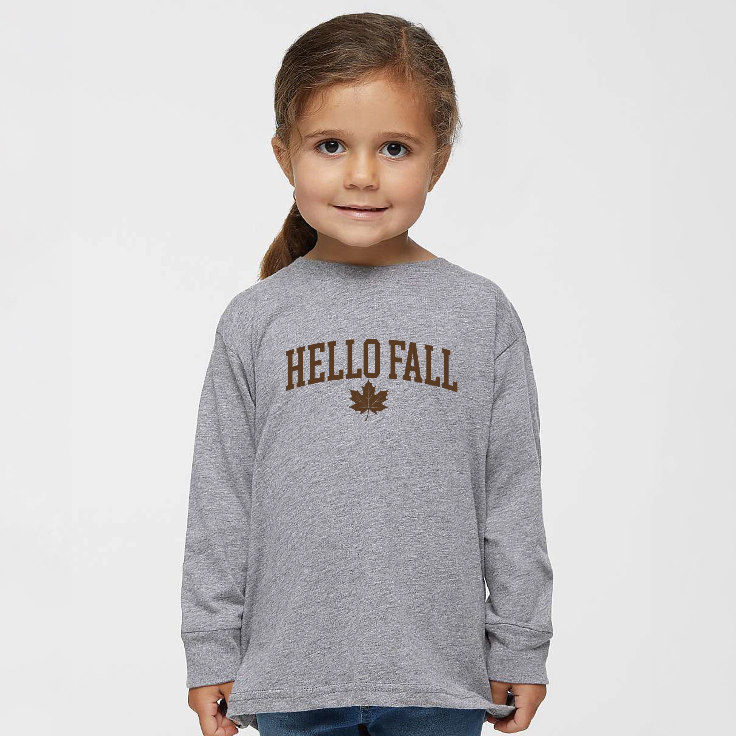 The Juniper Shop - Toddler Long Sleeve Graphic Tee Hello Fall Leaf