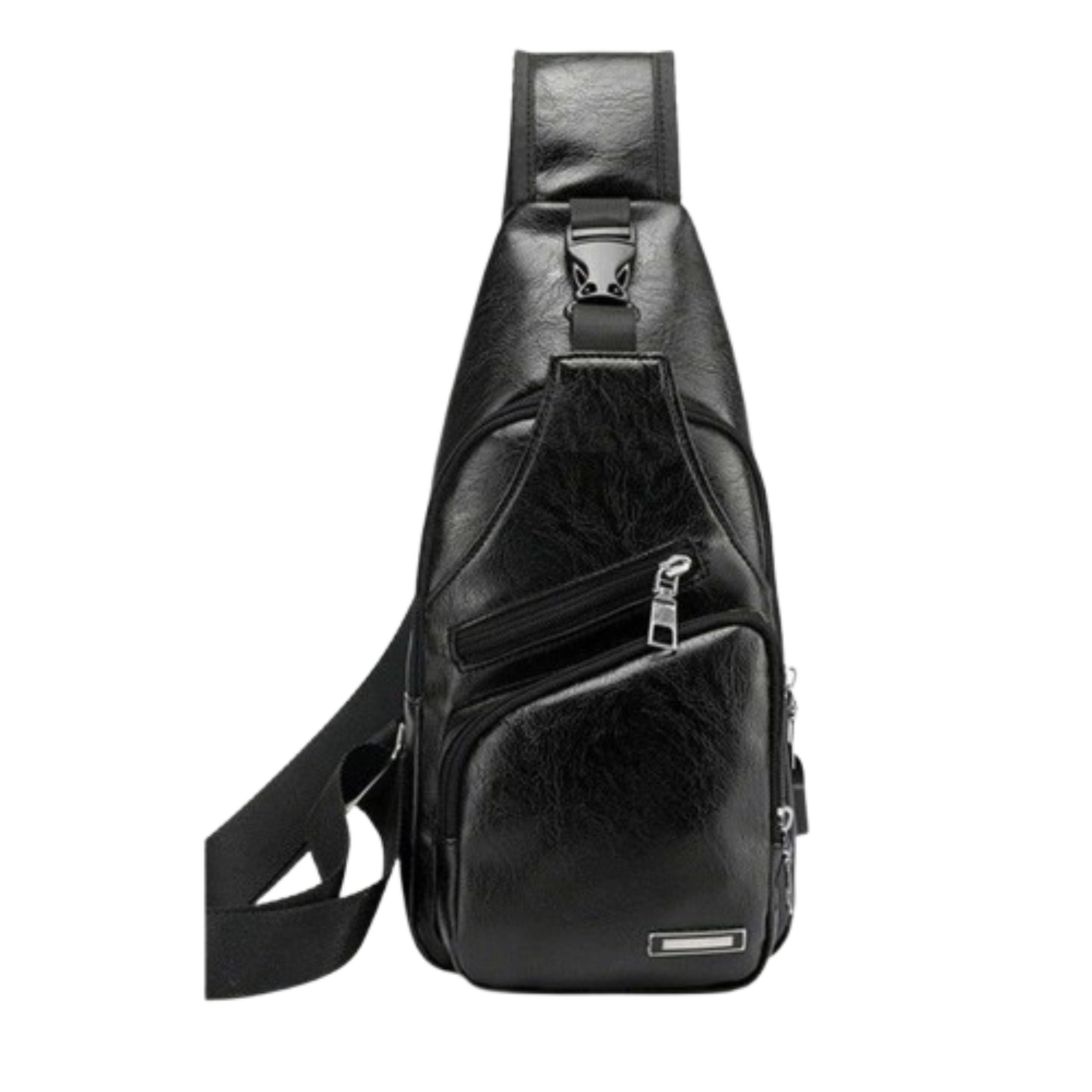 Home Collection Men’s Waterproof PU Leather Crossbody Sling Bag with USB Port
