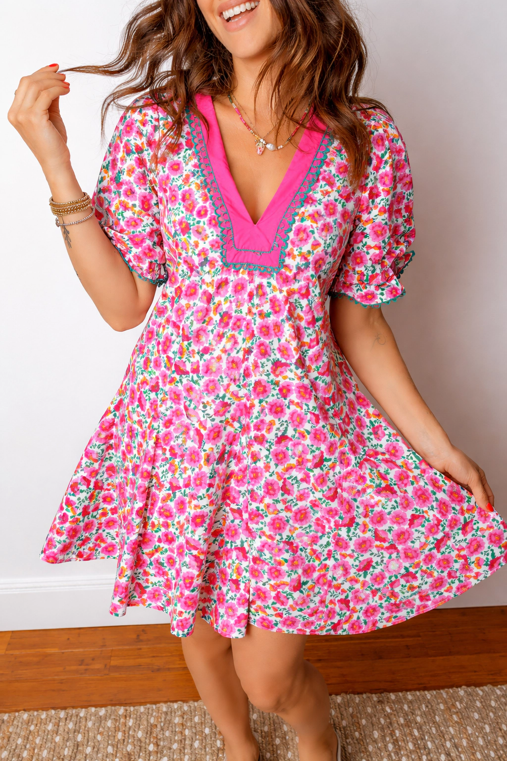 Threaded Pear Women's Annika Bubble Sleeve Mini Dress